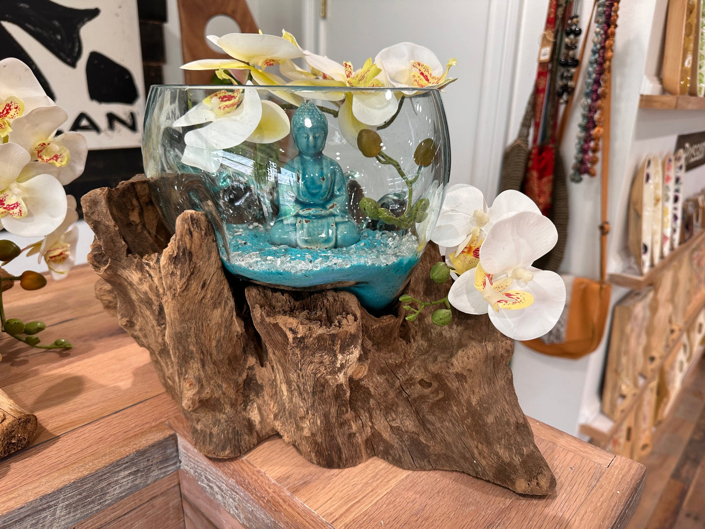 Molten Glass Bowl w Buddha - Restoration Oak