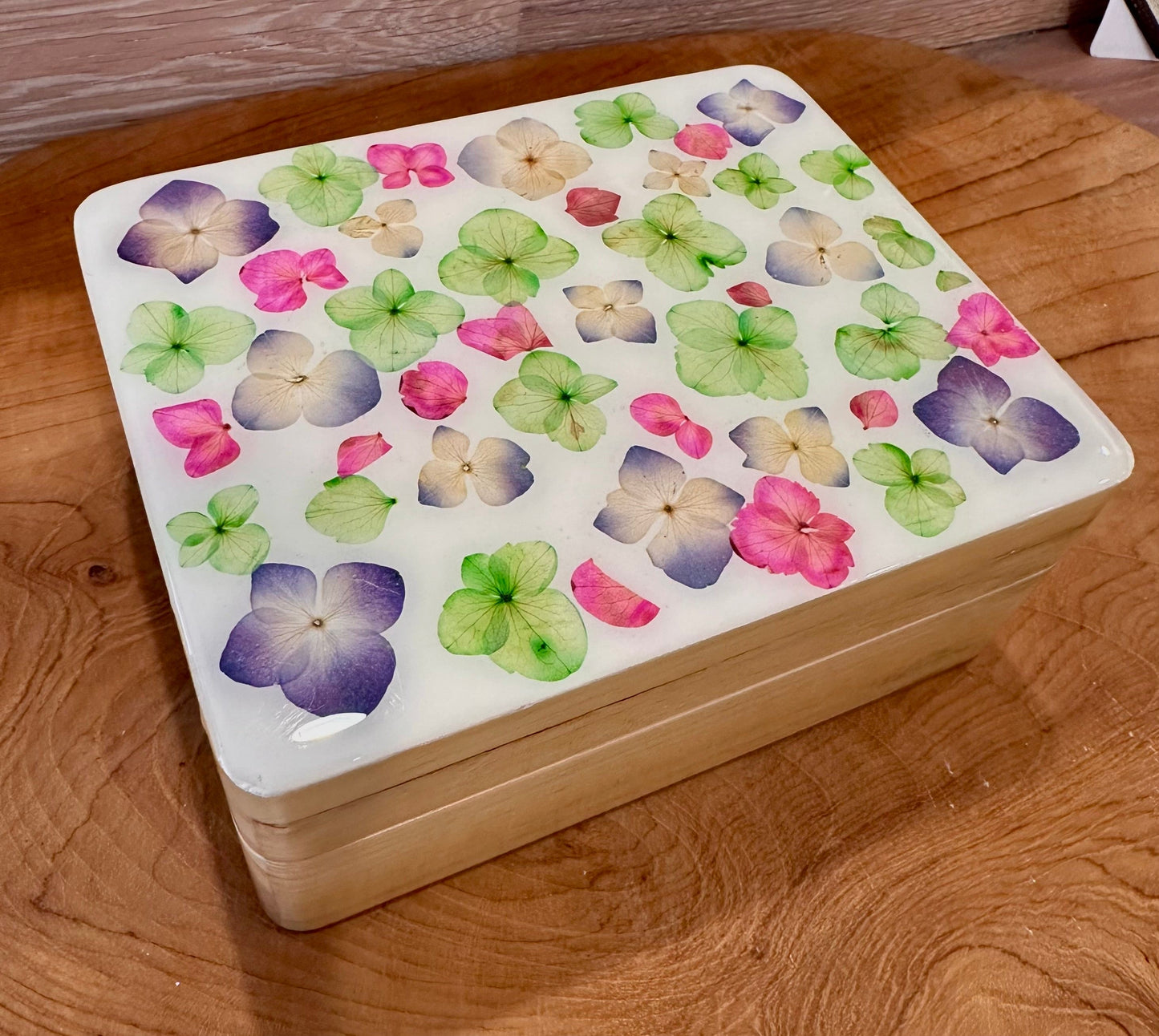Jewelry Box-Pressed Flowers - Restoration Oak