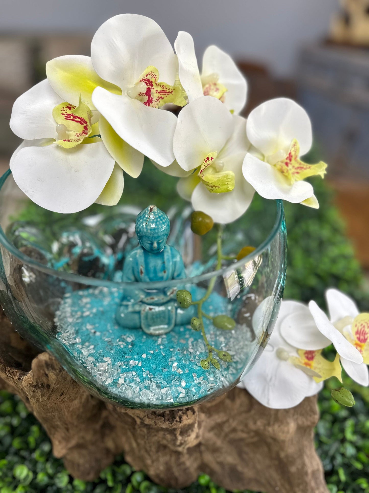 Molten Glass Bowl w Buddha - Restoration Oak