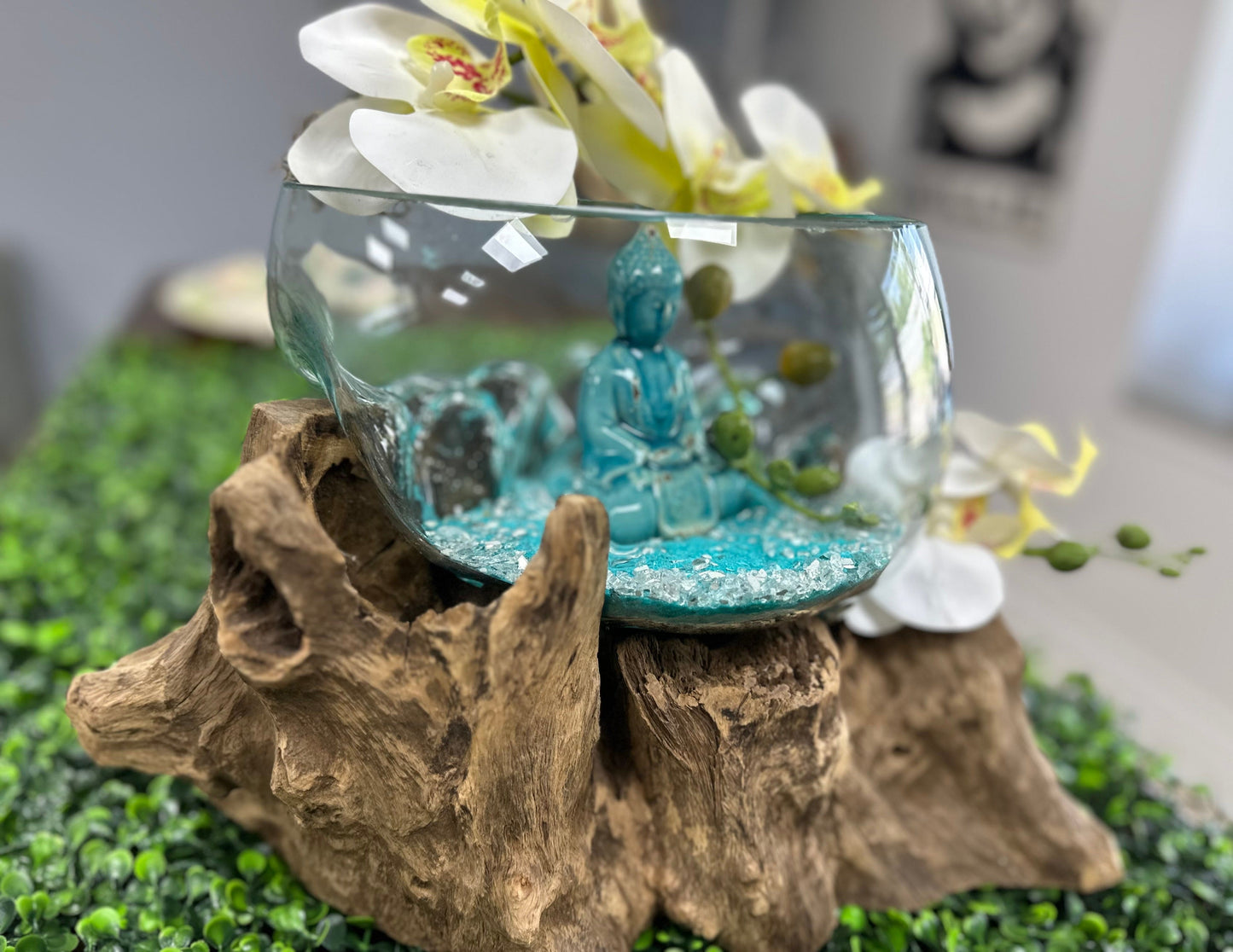 Molten Glass Bowl w Buddha - Restoration Oak