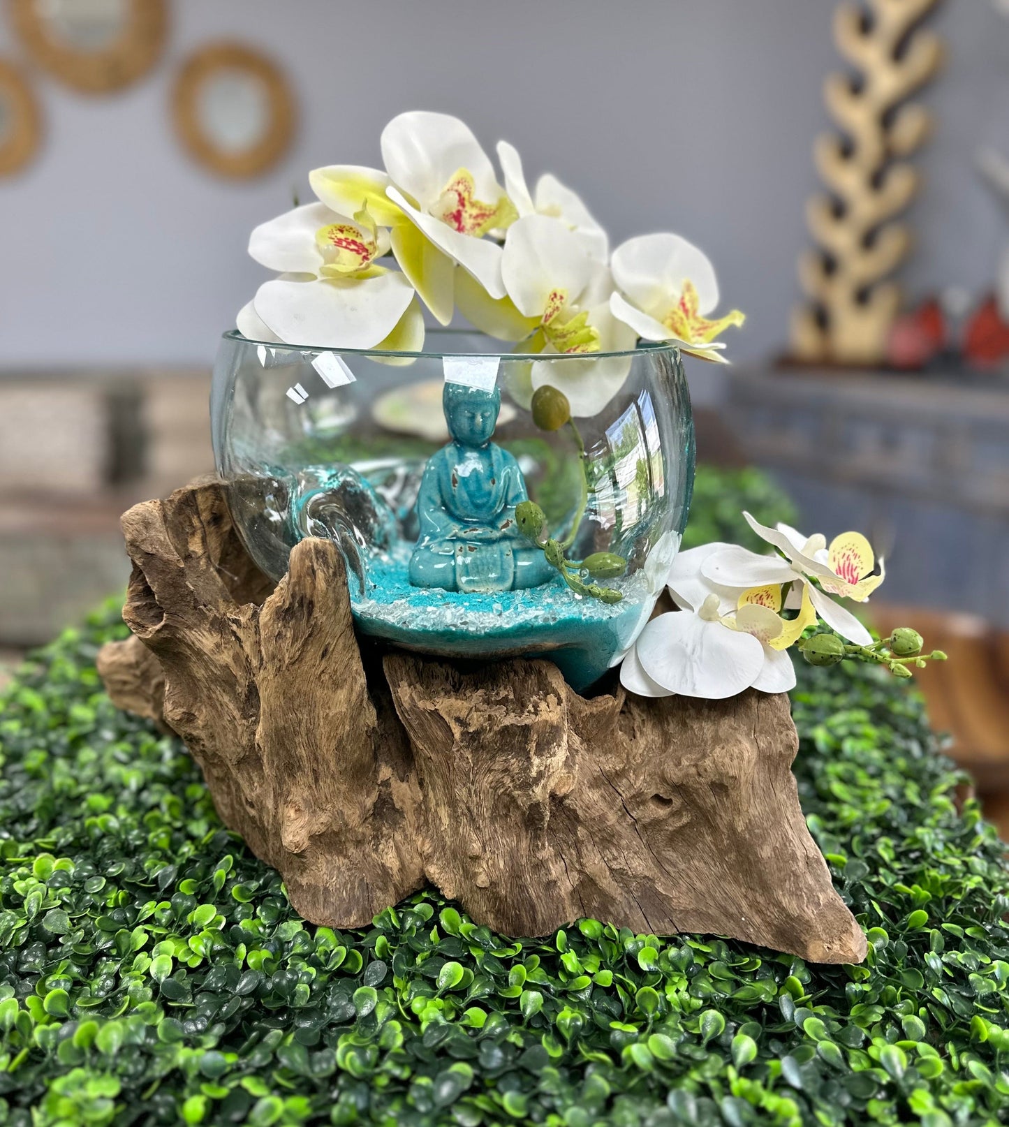 Molten Glass Bowl w Buddha - Restoration Oak