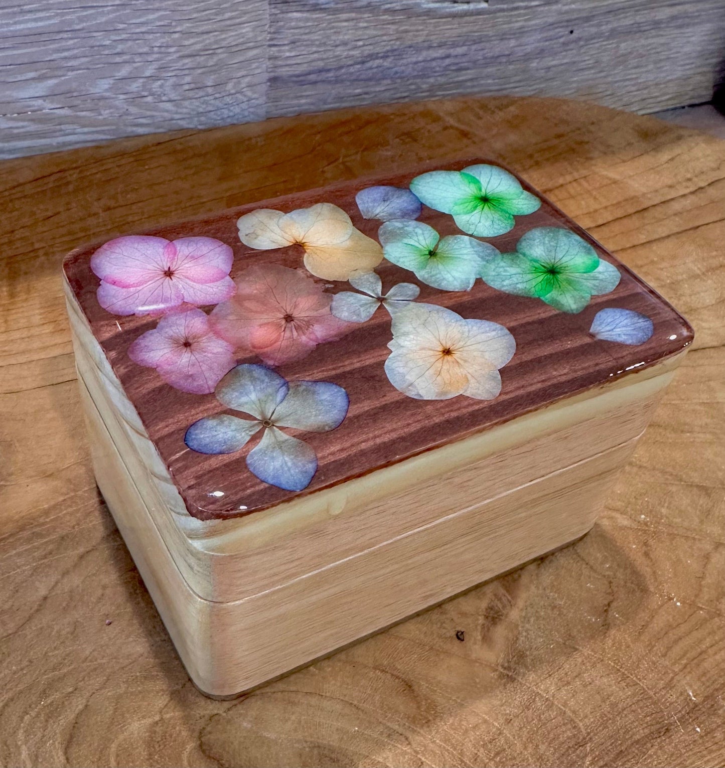 Jewelry Box-Pressed Flowers - Restoration Oak