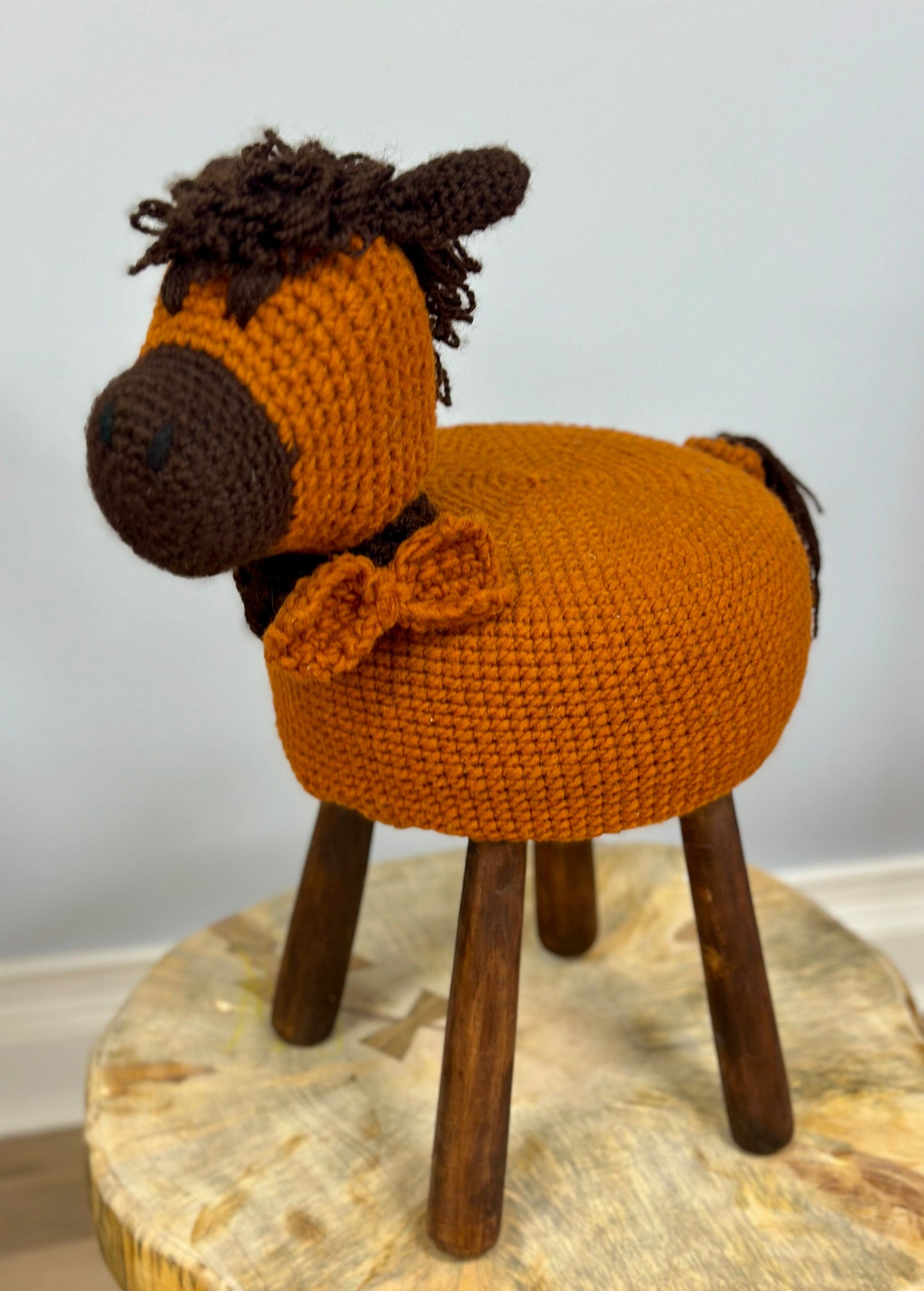 Crochet Animal Stool - Restoration Oak
