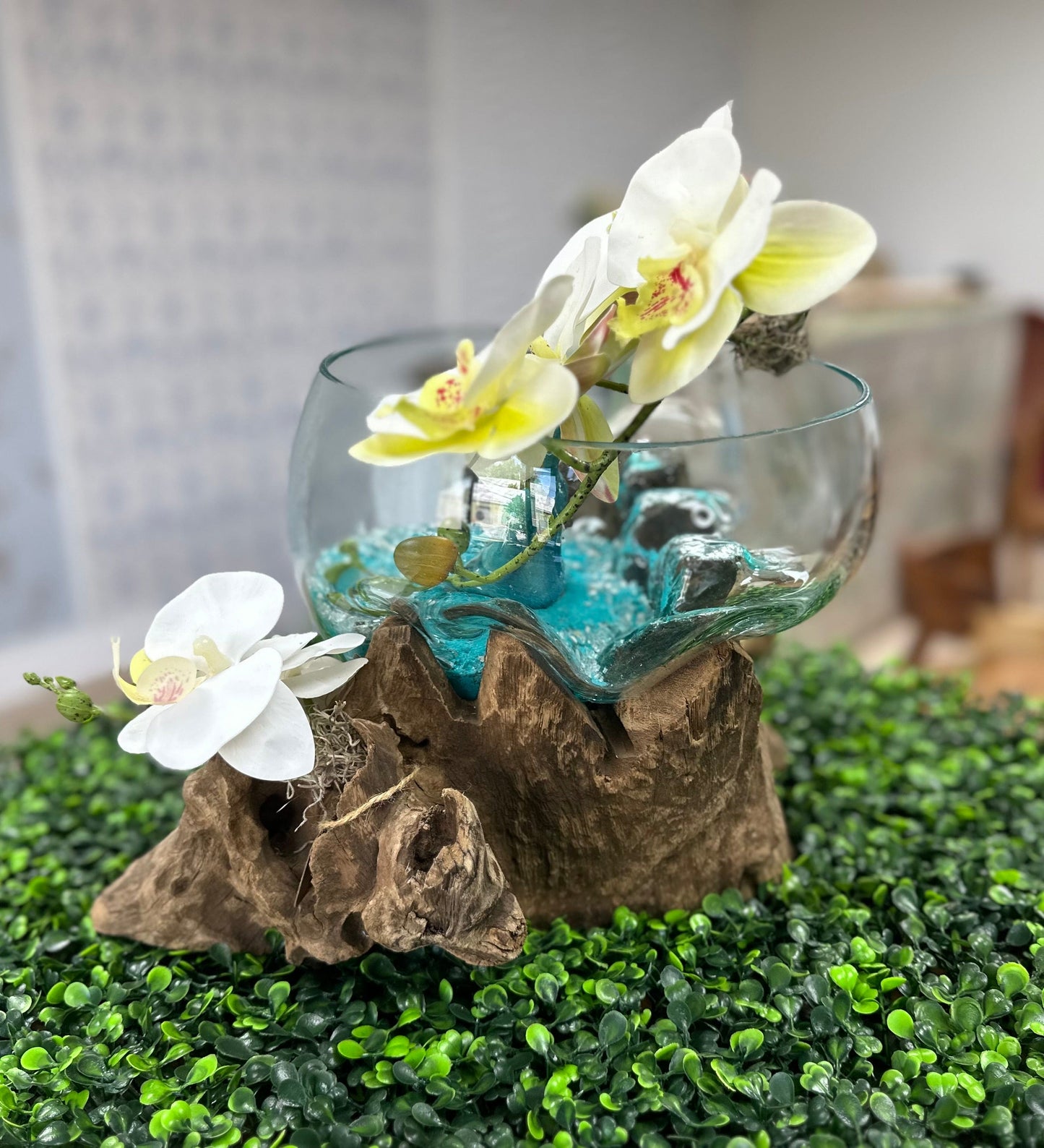 Molten Glass Bowl w Buddha - Restoration Oak