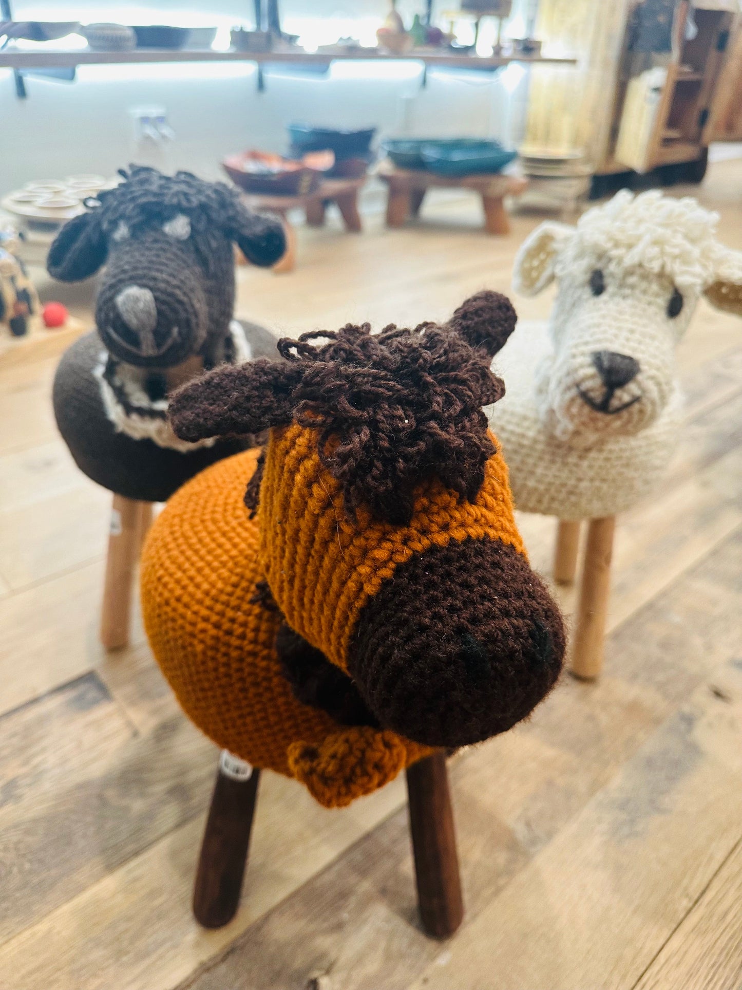 Crochet Animal Stool - Restoration Oak