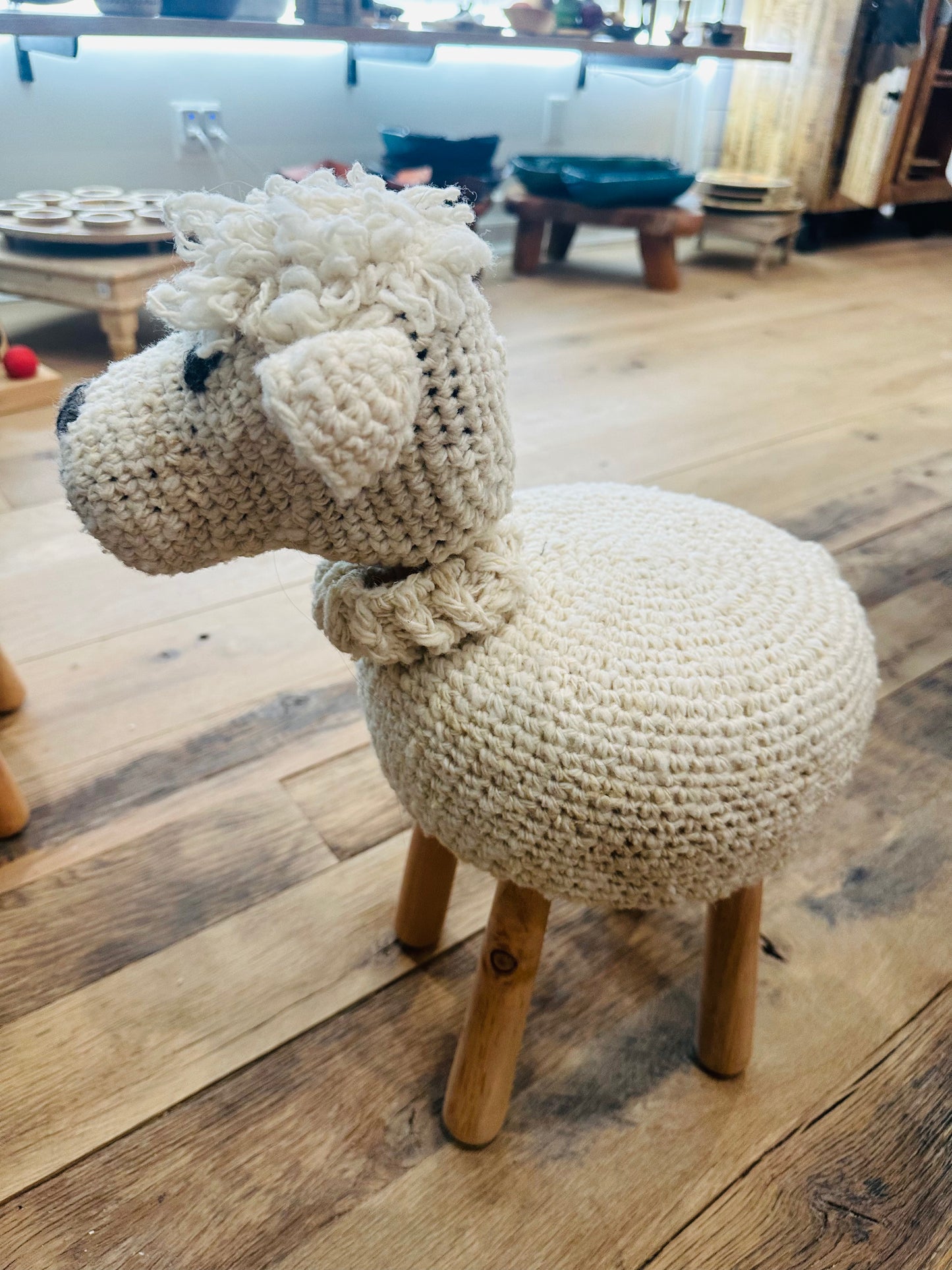 Crochet Animal Stool - Restoration Oak