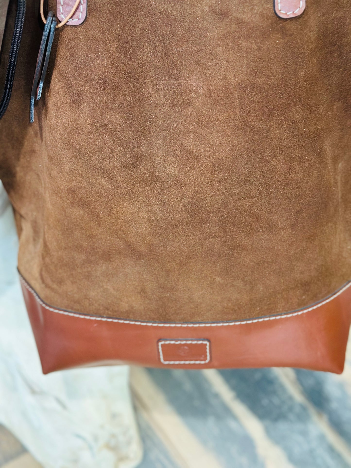 Suede and Leather Tote - Restoration Oak