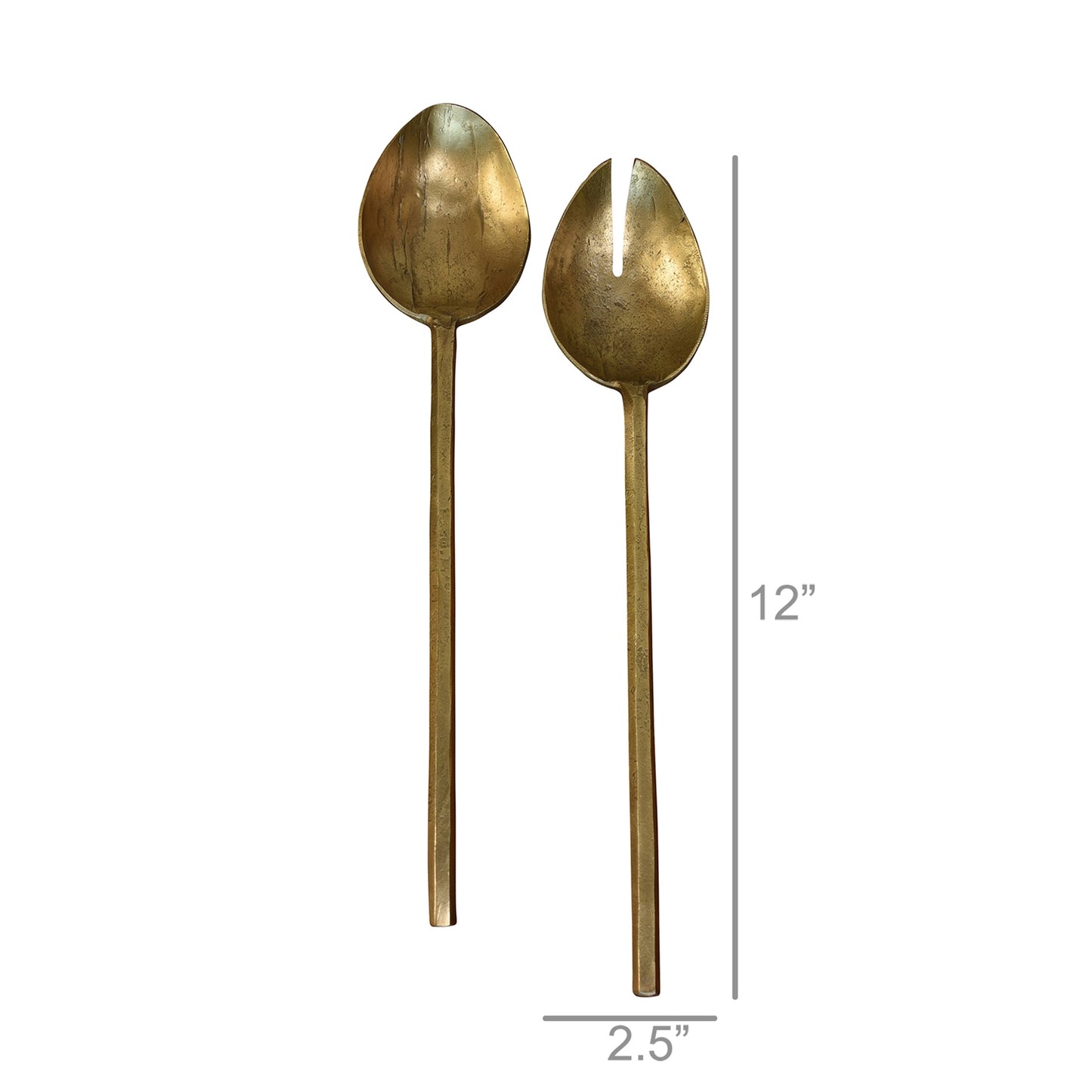 Antique Brass Hendrix Salad Servers - Restoration Oak