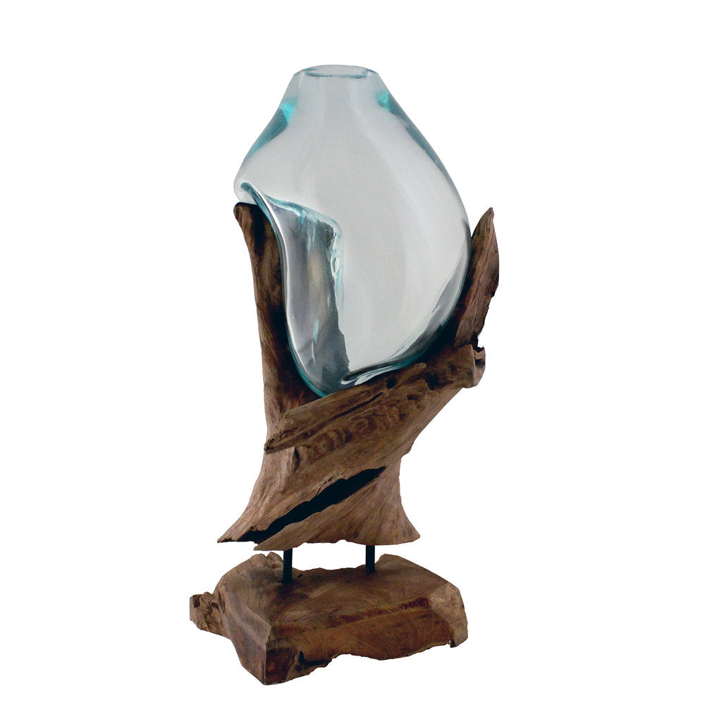 Standing Molten Glass Sculpture - Restoration Oak