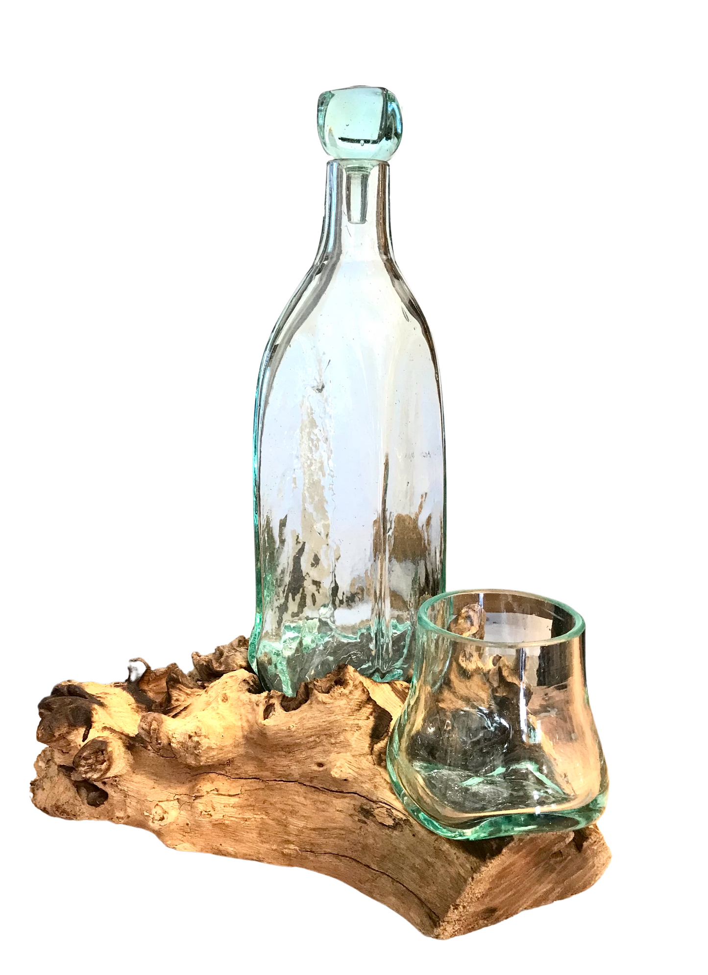 Molten Glass Whiskey Decanter & Glass - Restoration Oak