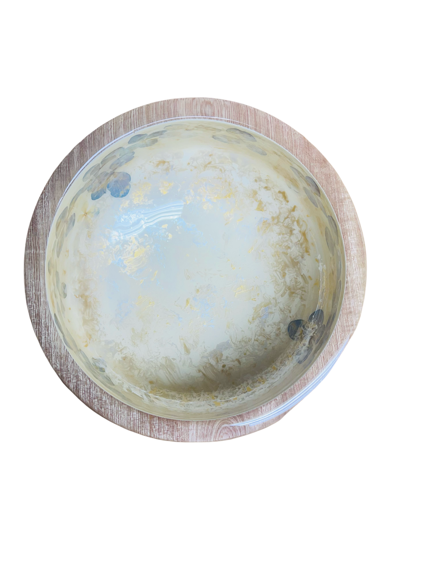 Metallic Decorative Bowl-Pressed Flowers - Restoration Oak