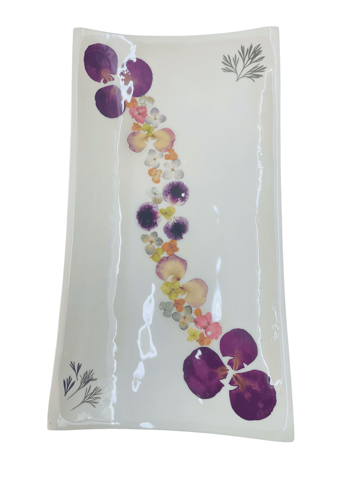 Large Rectangular Platter-Pressed Flowers - Restoration Oak