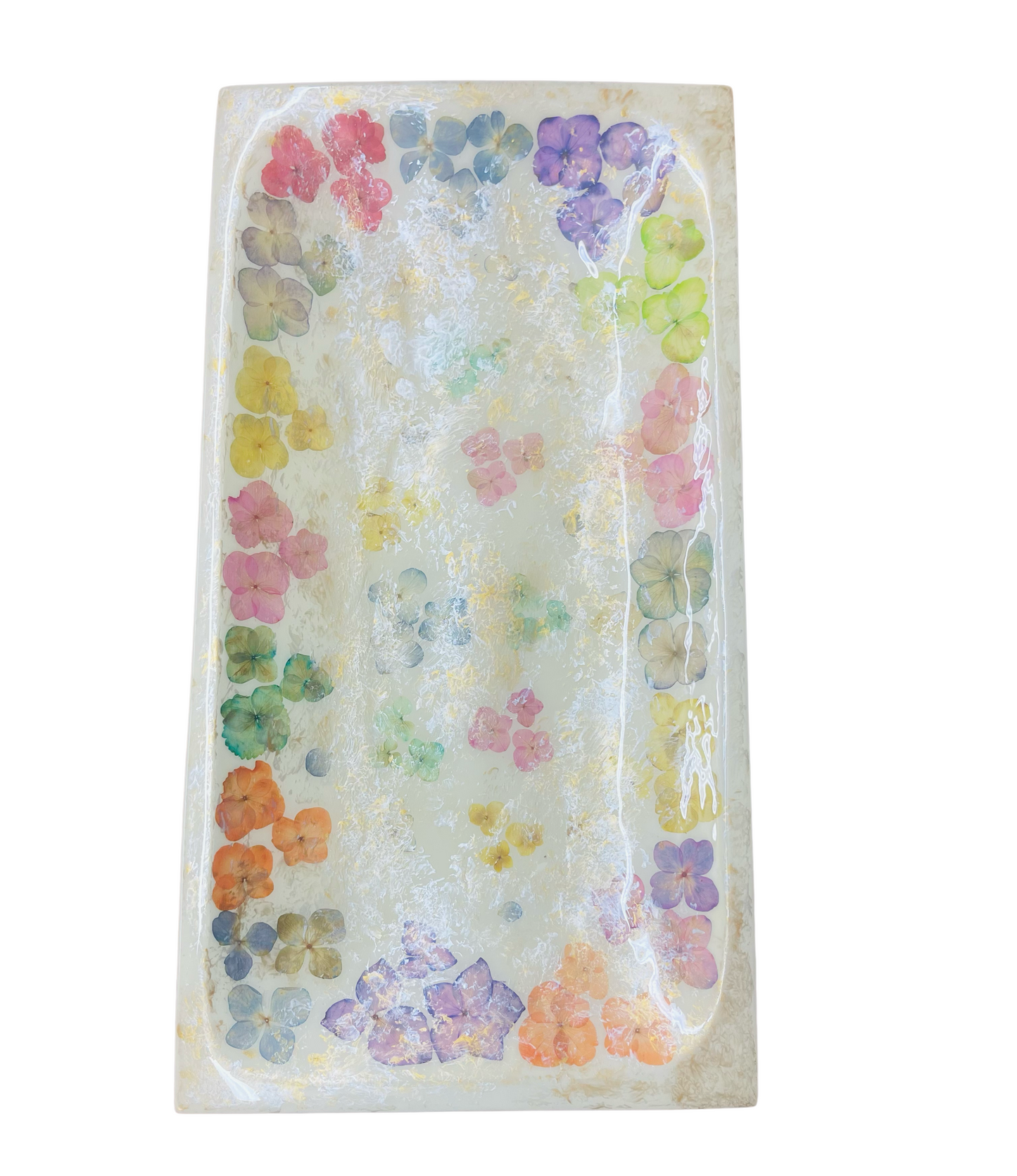 Large Rectangular Platter-Pressed Flowers - Restoration Oak