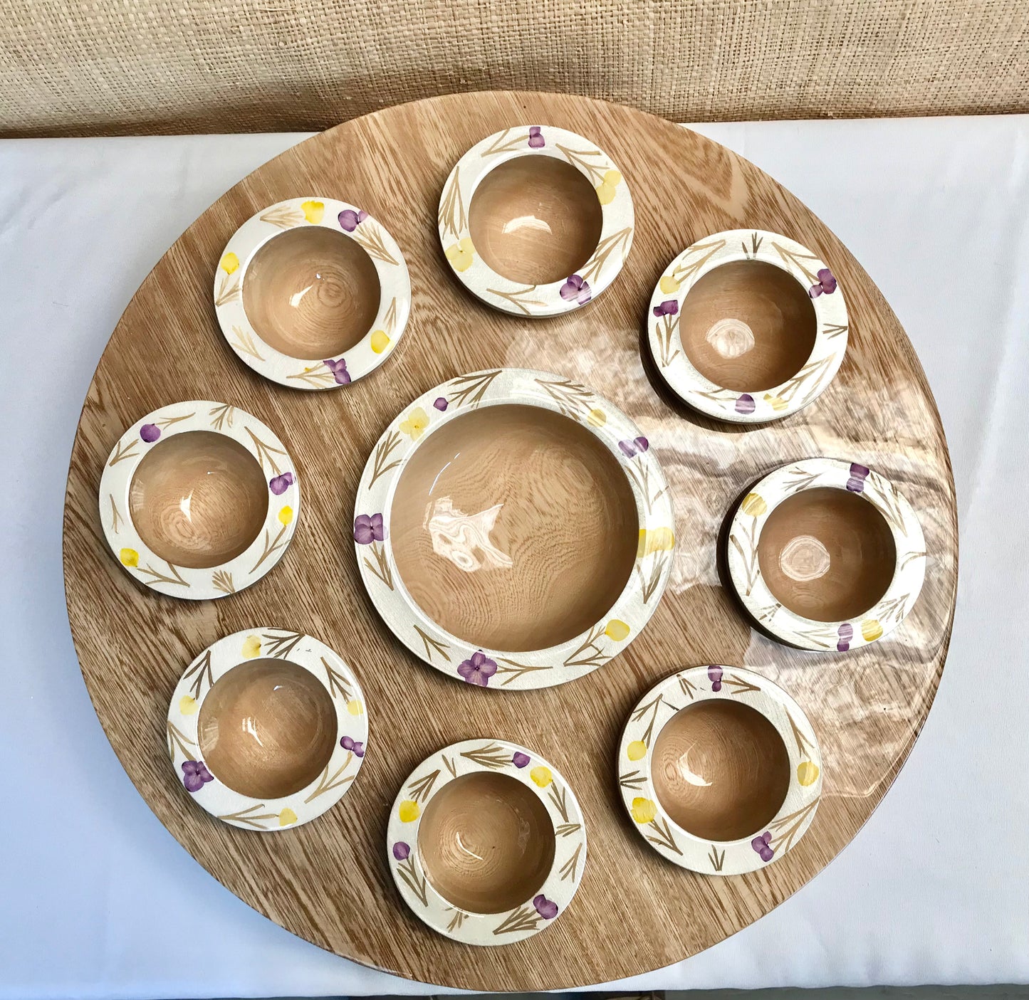 Pressed Flower 9 piece Party Tray - Restoration Oak