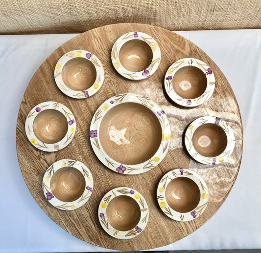 Pressed Flower 9 piece Party Tray - Restoration Oak