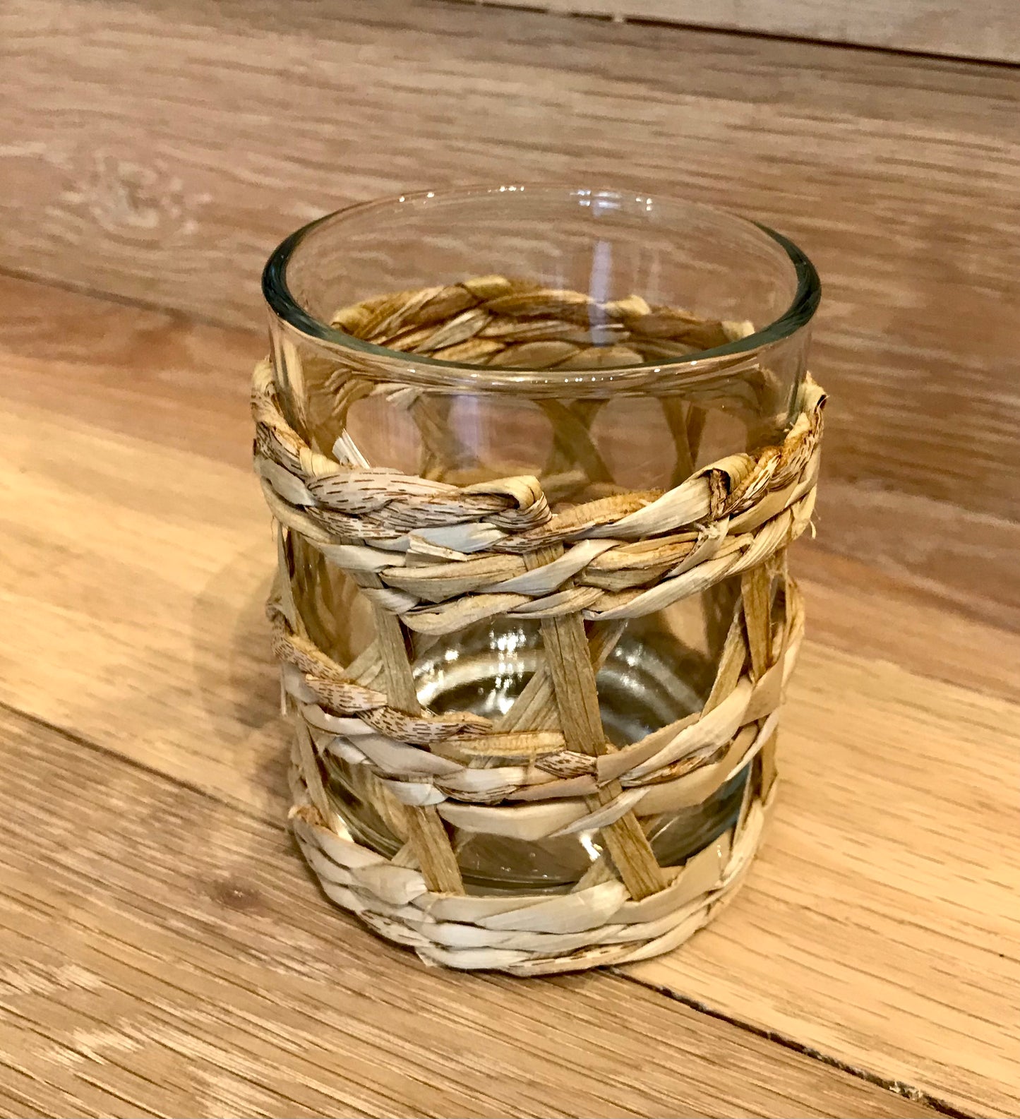 Seagrass Wrapped Glass - Restoration Oak