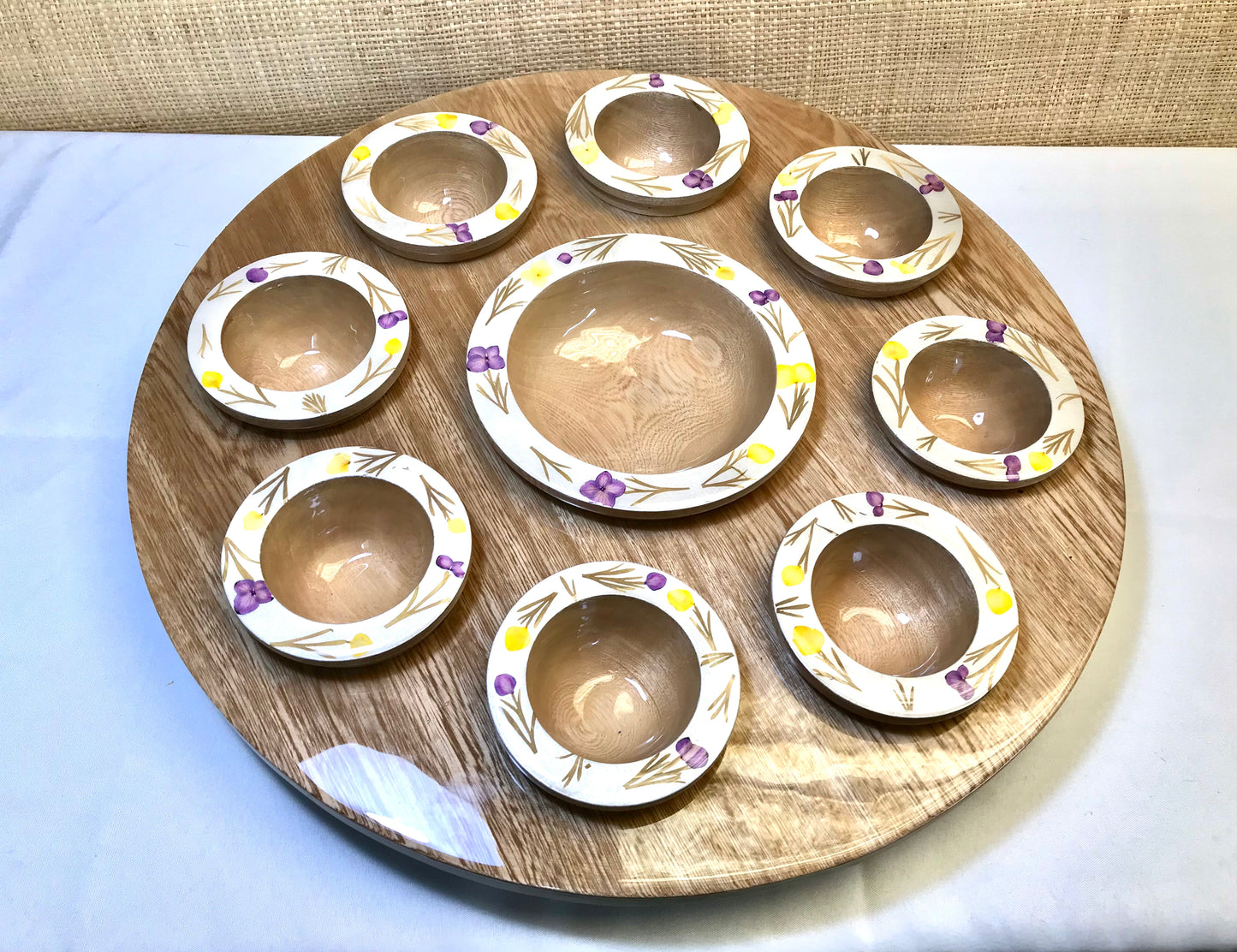Pressed Flower 9 piece Party Tray - Restoration Oak