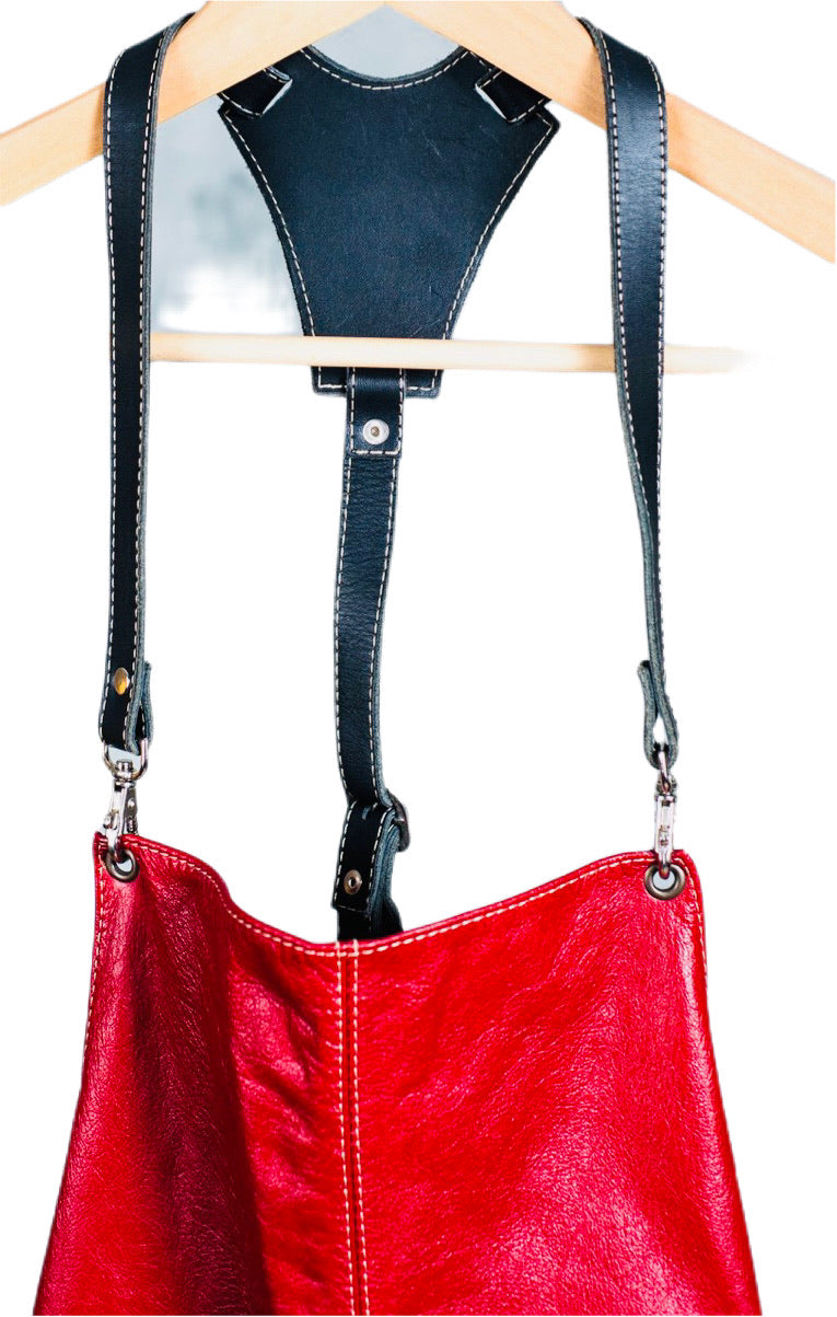 Handcrafted Red & Black Leather Apron
