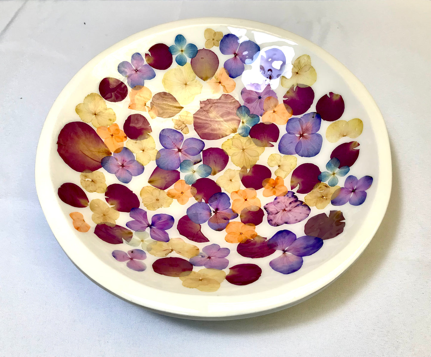 Round Bowl-Pressed Flowers - Restoration Oak