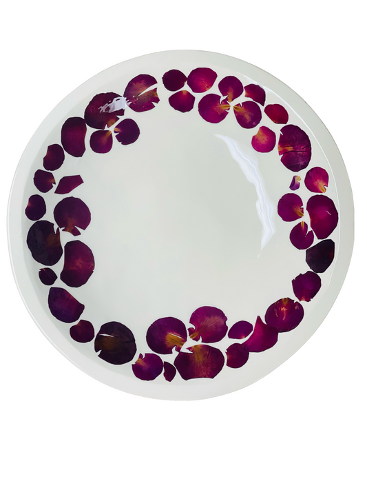 Extra Large Round Platter-Pressed Flowers - Restoration Oak