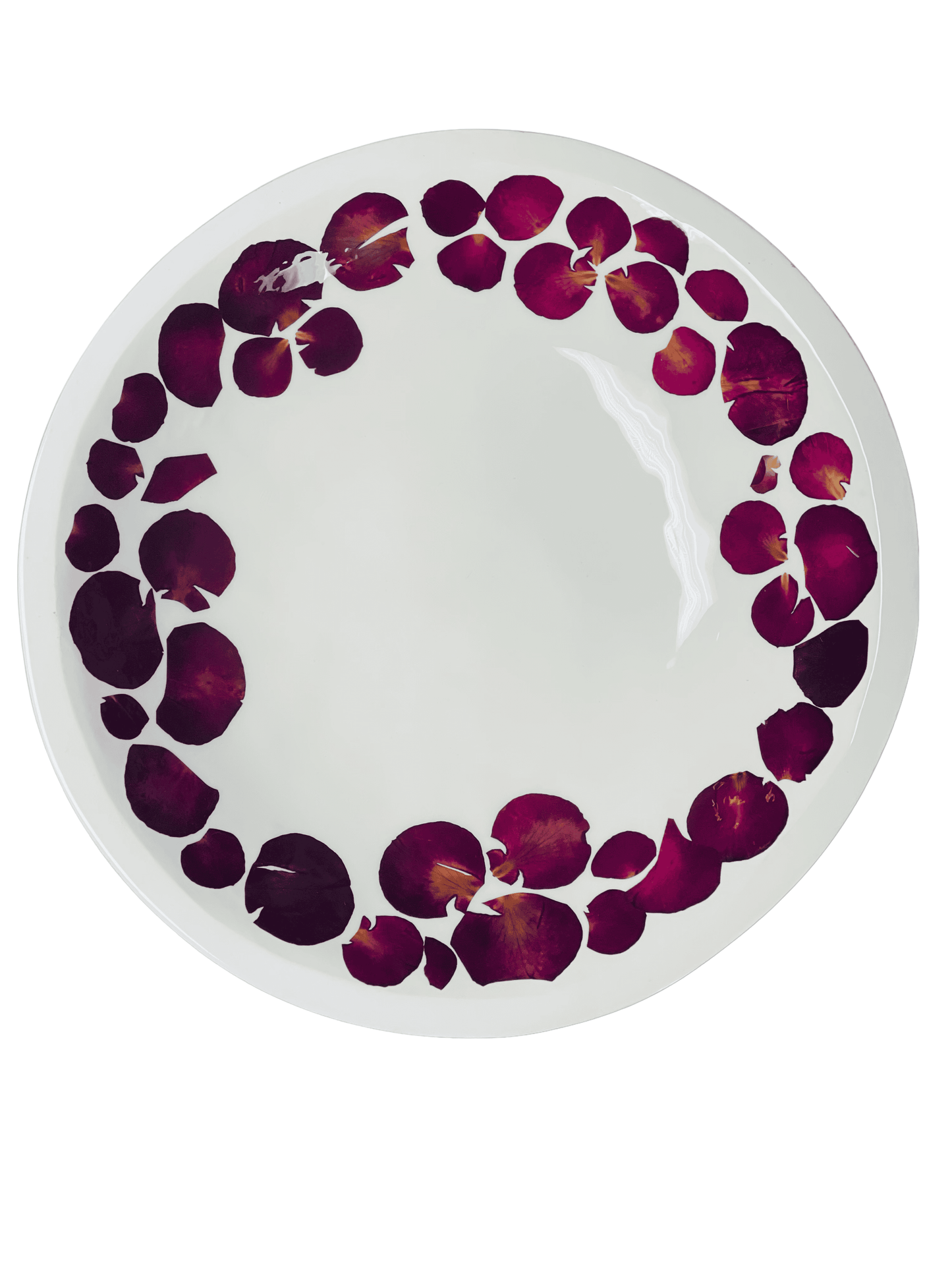 Extra Large Round Platter-Pressed Flowers - Restoration Oak