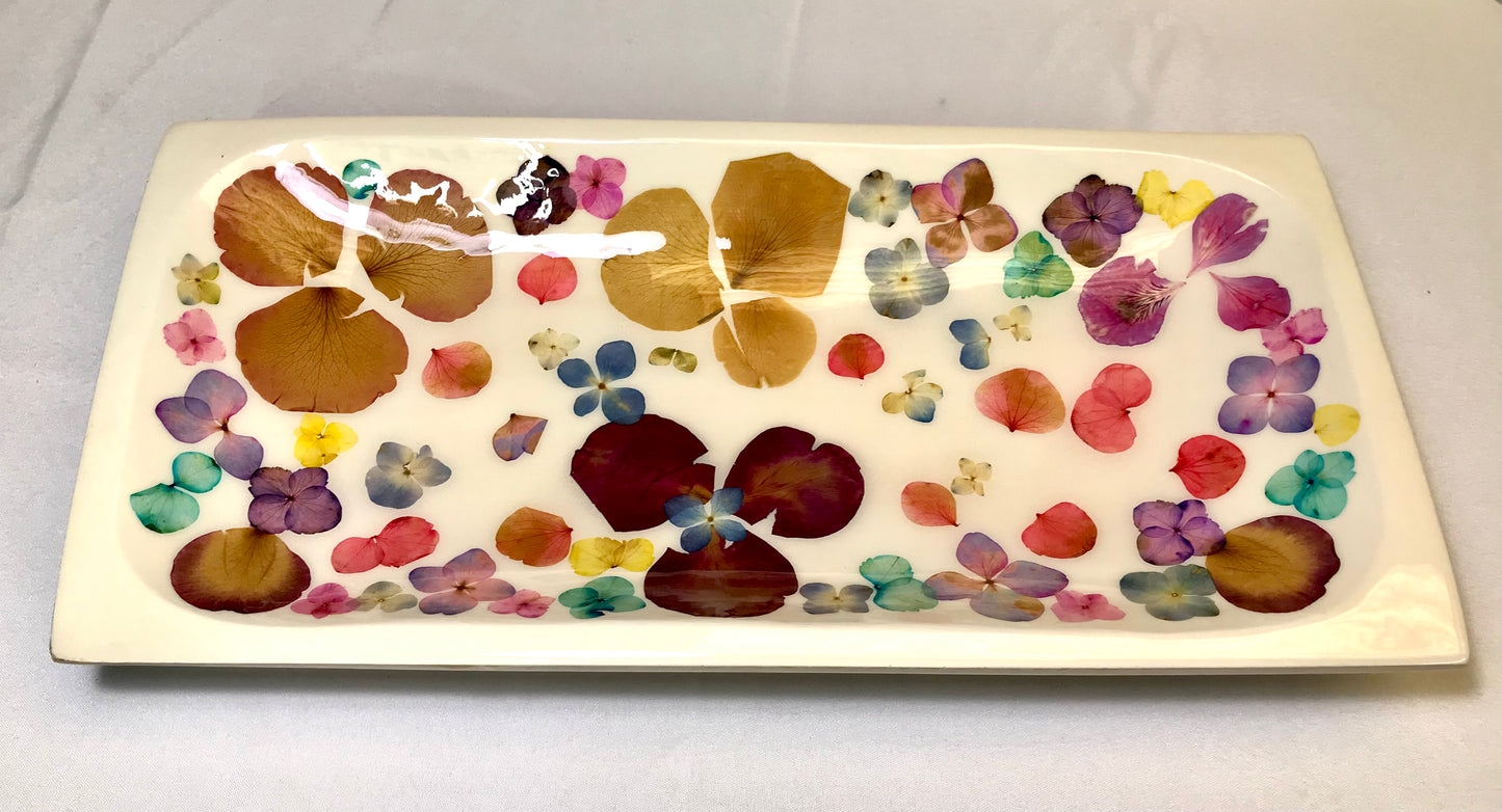 Rectangle Bowl-Pressed Flowers - Restoration Oak