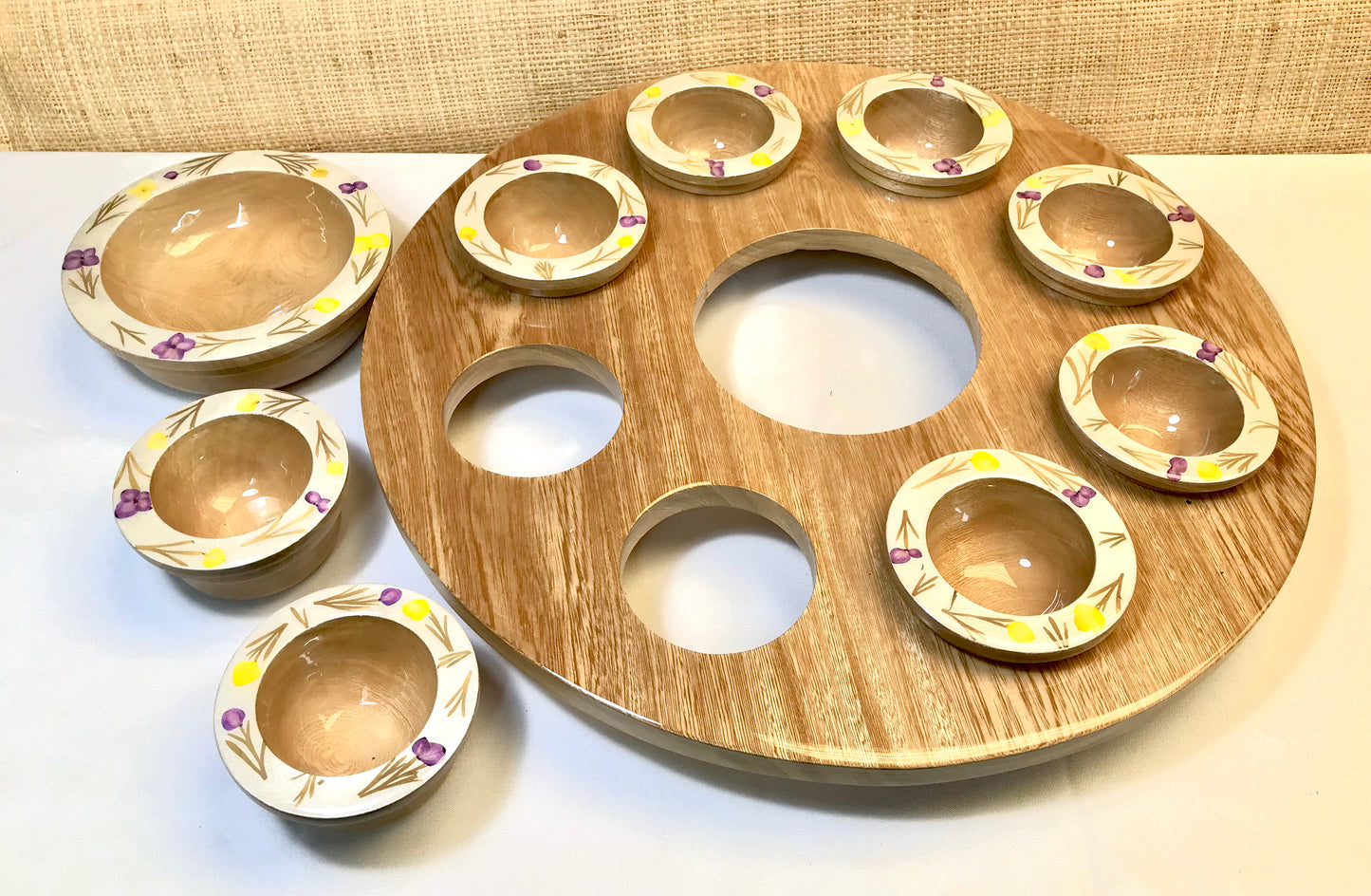 Pressed Flower 9 piece Party Tray - Restoration Oak