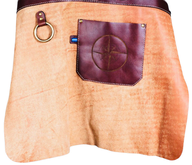 Suede & Leather Compass Half Apron - Restoration Oak