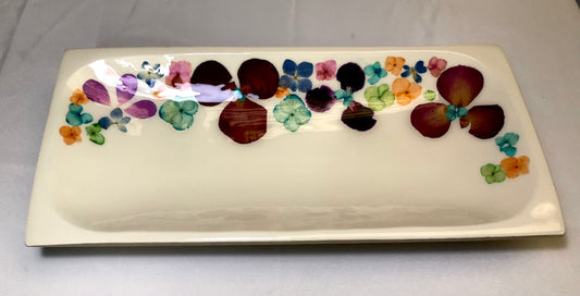 Rectangle Bowl-Pressed Flowers - Restoration Oak