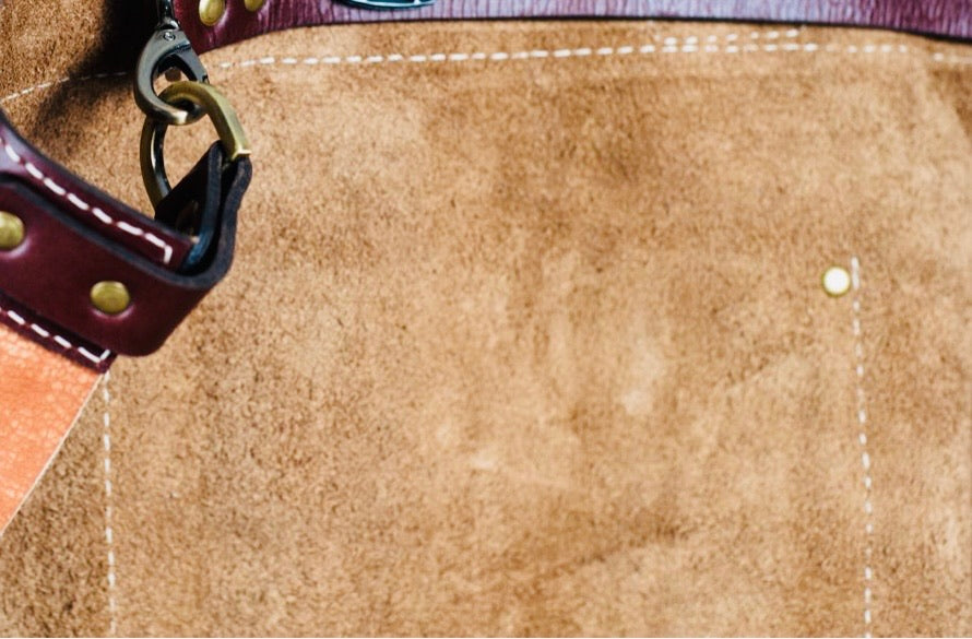 Handcrafted Suede & Leather Compass Half Apron