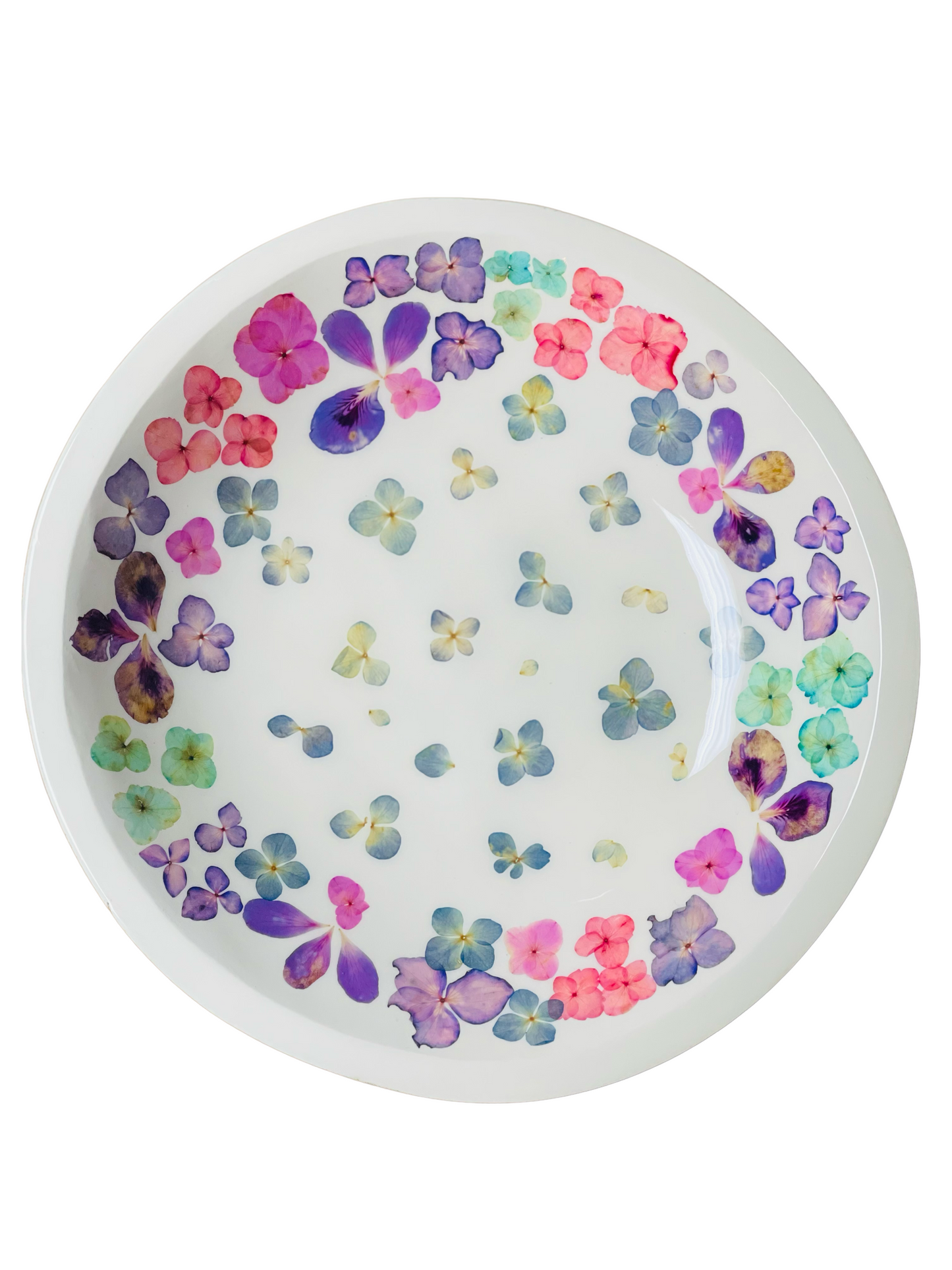 Medium Round Platter-Pressed Flowers - Restoration Oak