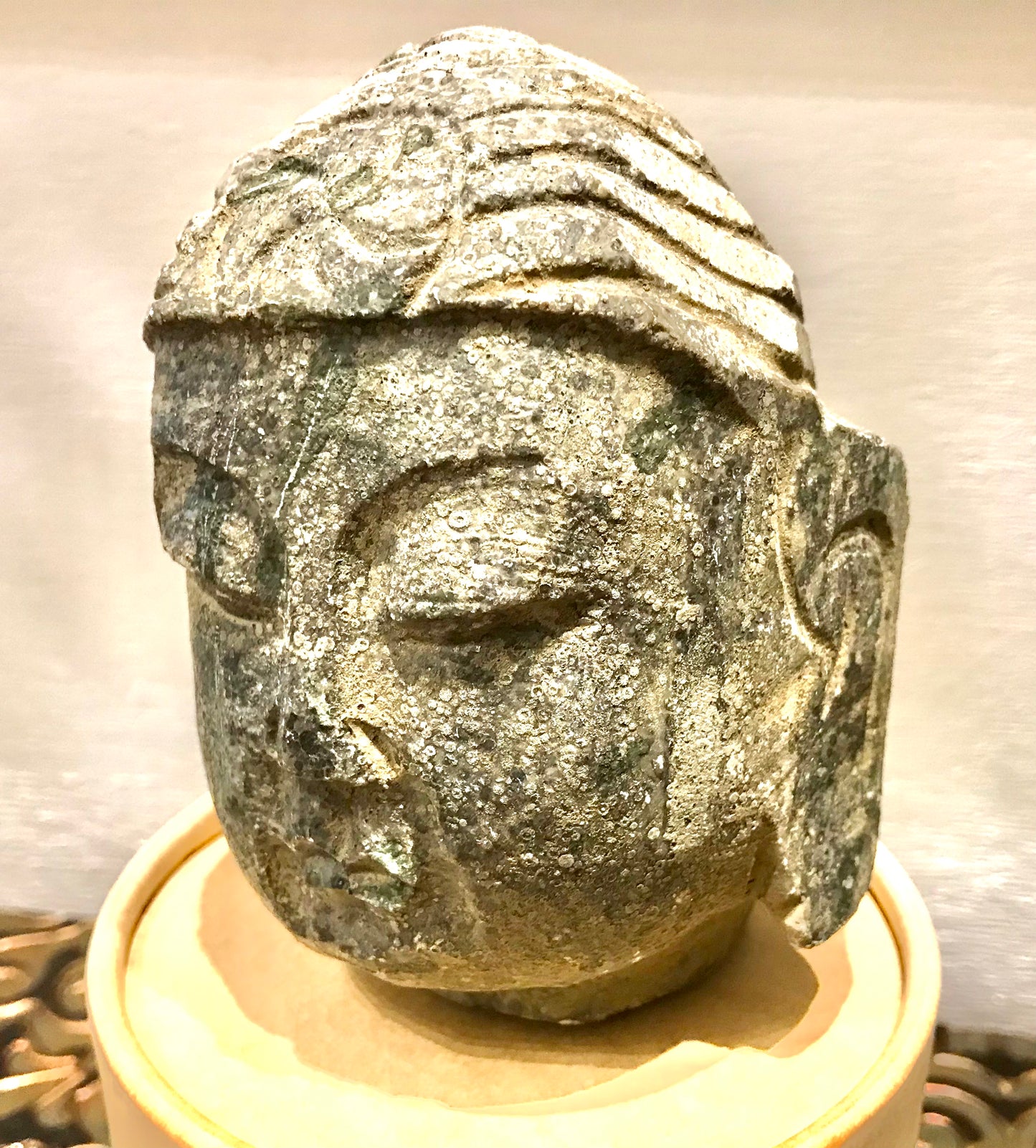 Stone Buddha Head - Restoration Oak