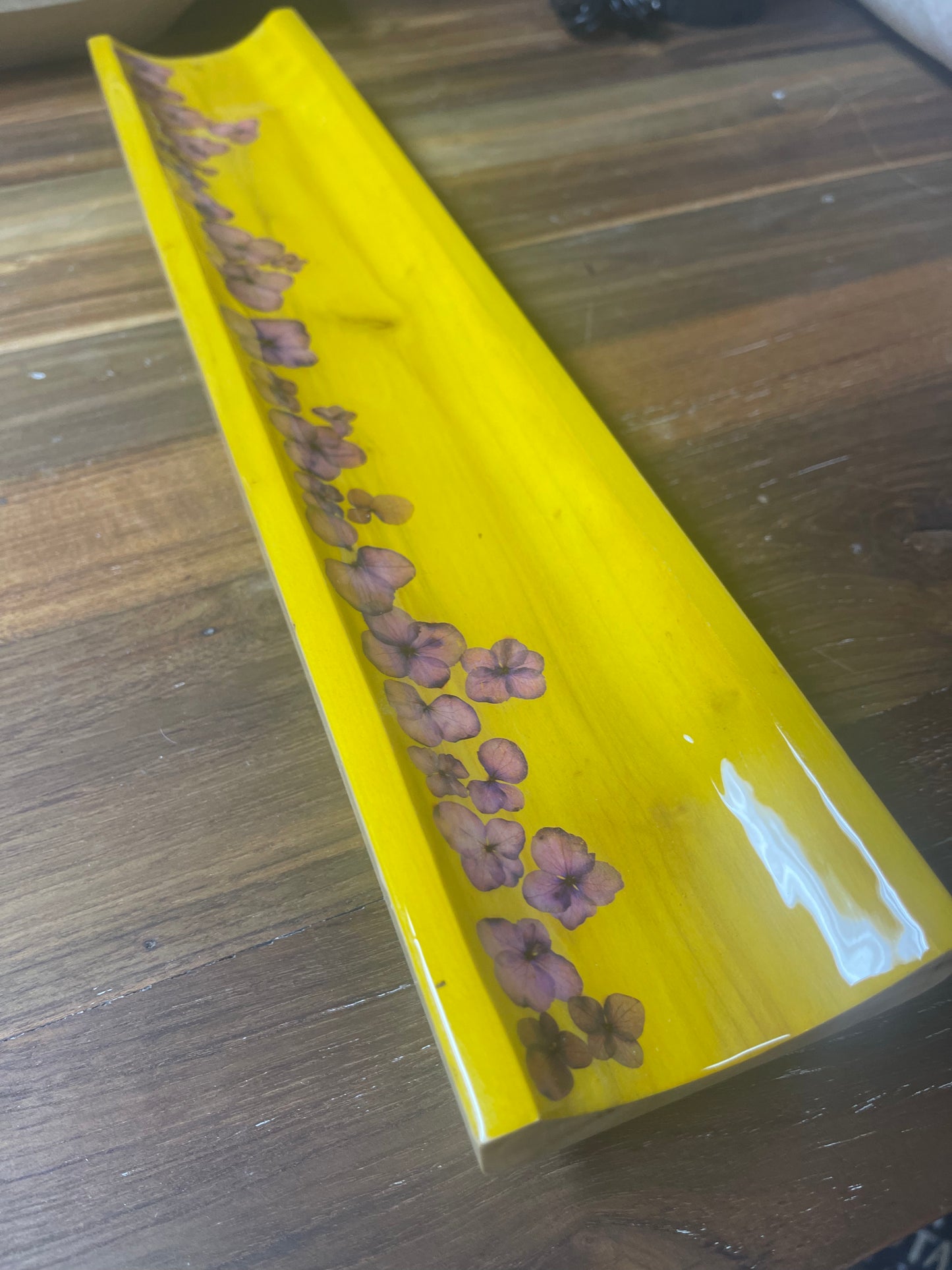 Long Sushi Server-Pressed Flowers - Restoration Oak