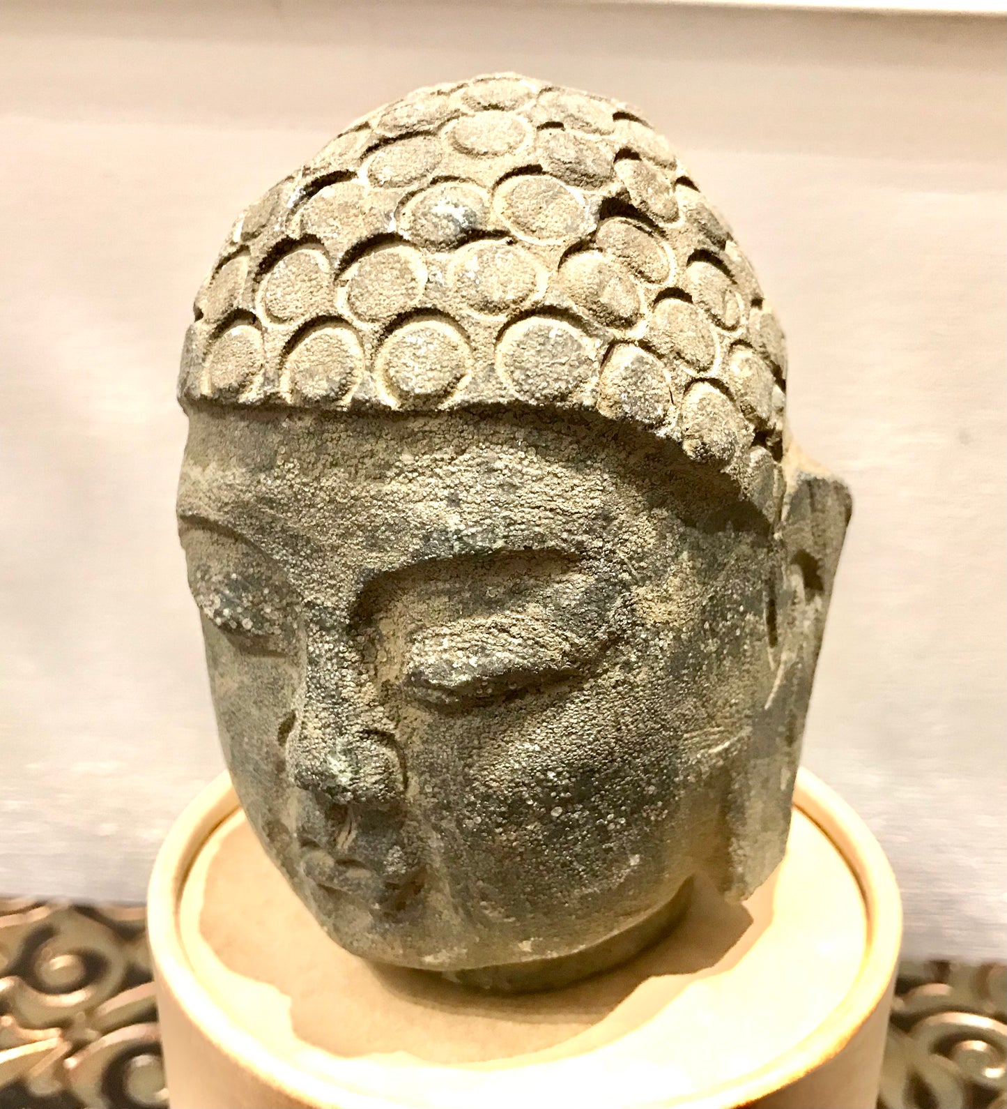 Stone Buddha Head - Restoration Oak