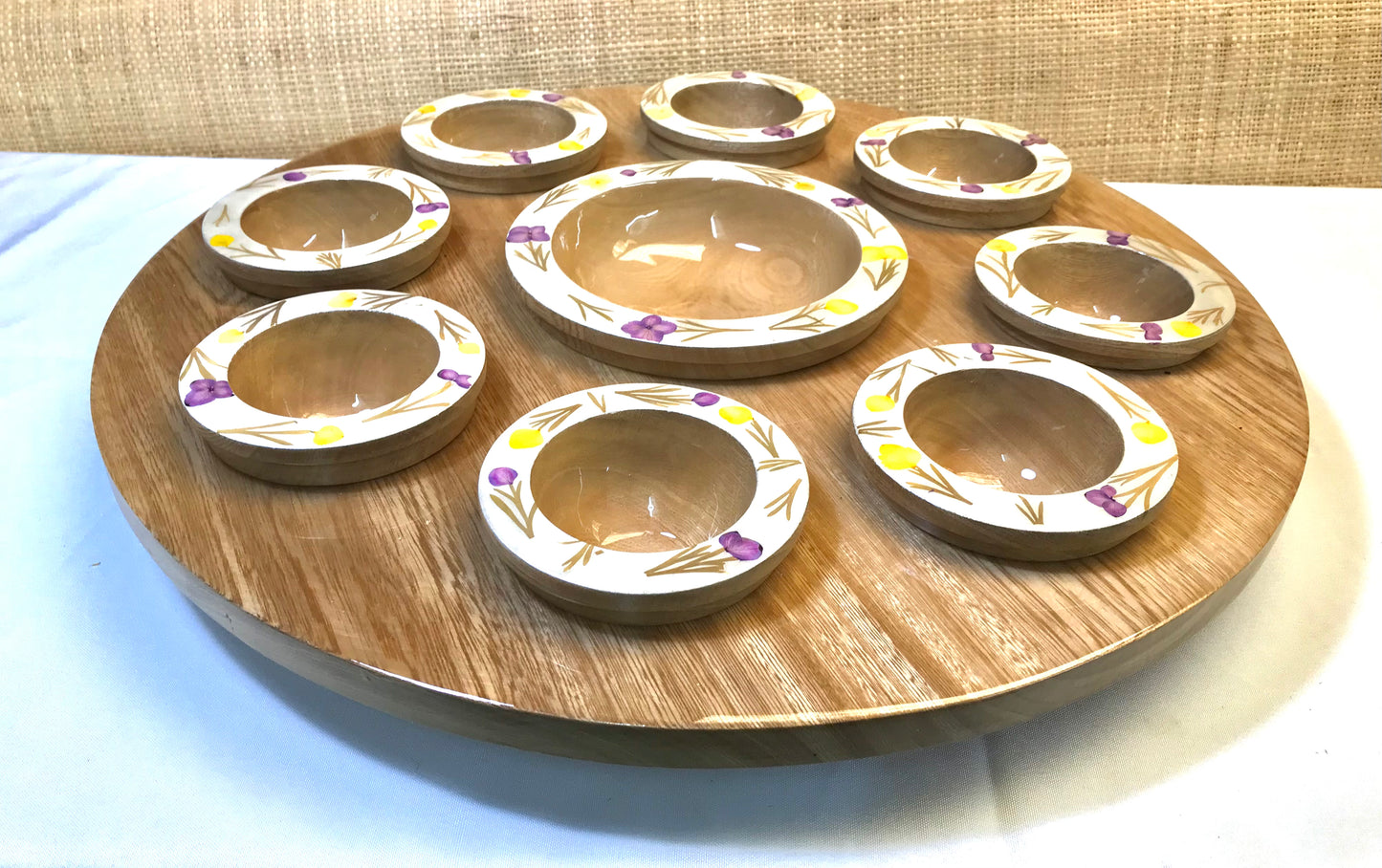 Pressed Flower 9 piece Party Tray - Restoration Oak