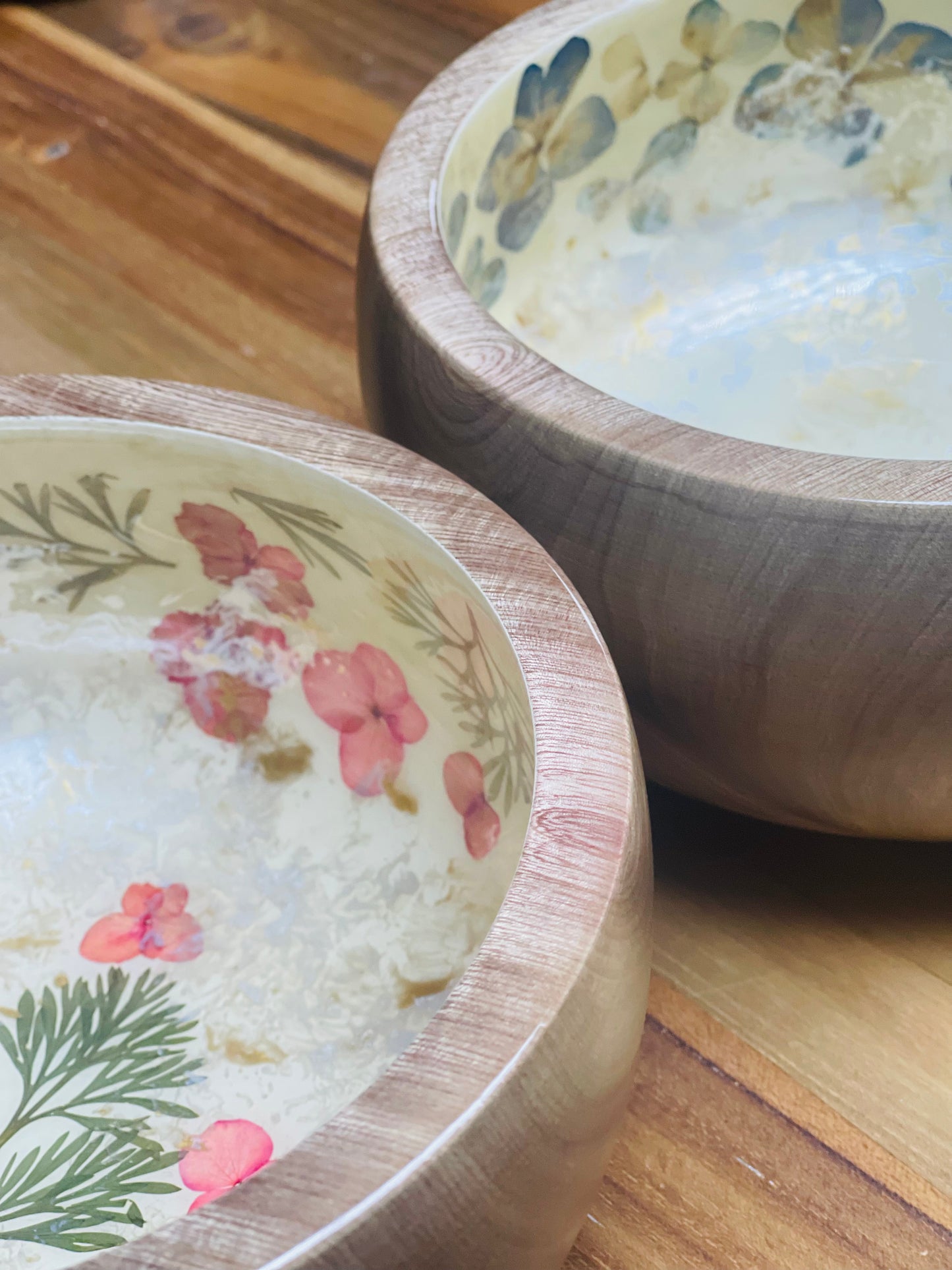 Metallic Decorative Bowl-Pressed Flowers - Restoration Oak