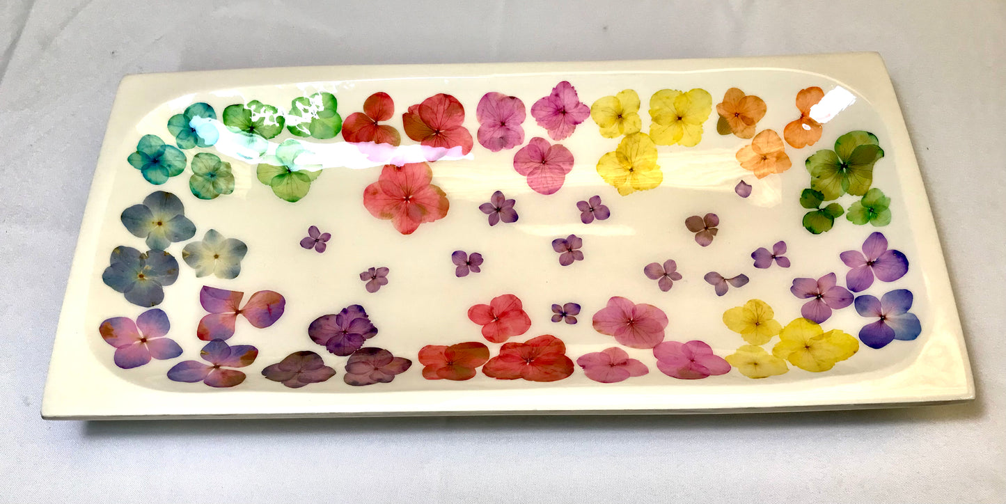 Rectangle Bowl-Pressed Flowers - Restoration Oak