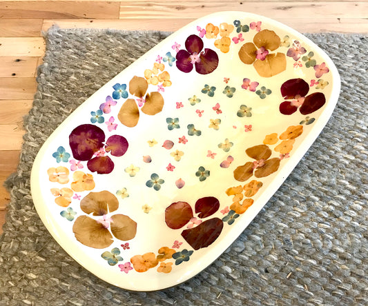 Pressed Flower Oval Platter - Restoration Oak