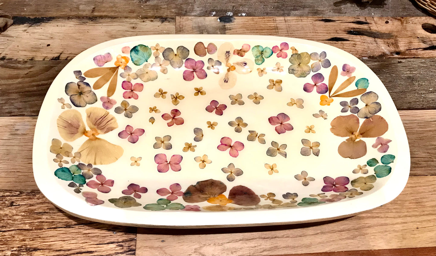 Pressed Flowers Large Oval - Restoration Oak