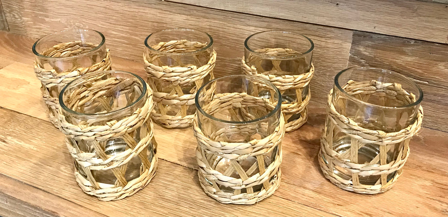 Seagrass Wrapped Glass - Restoration Oak