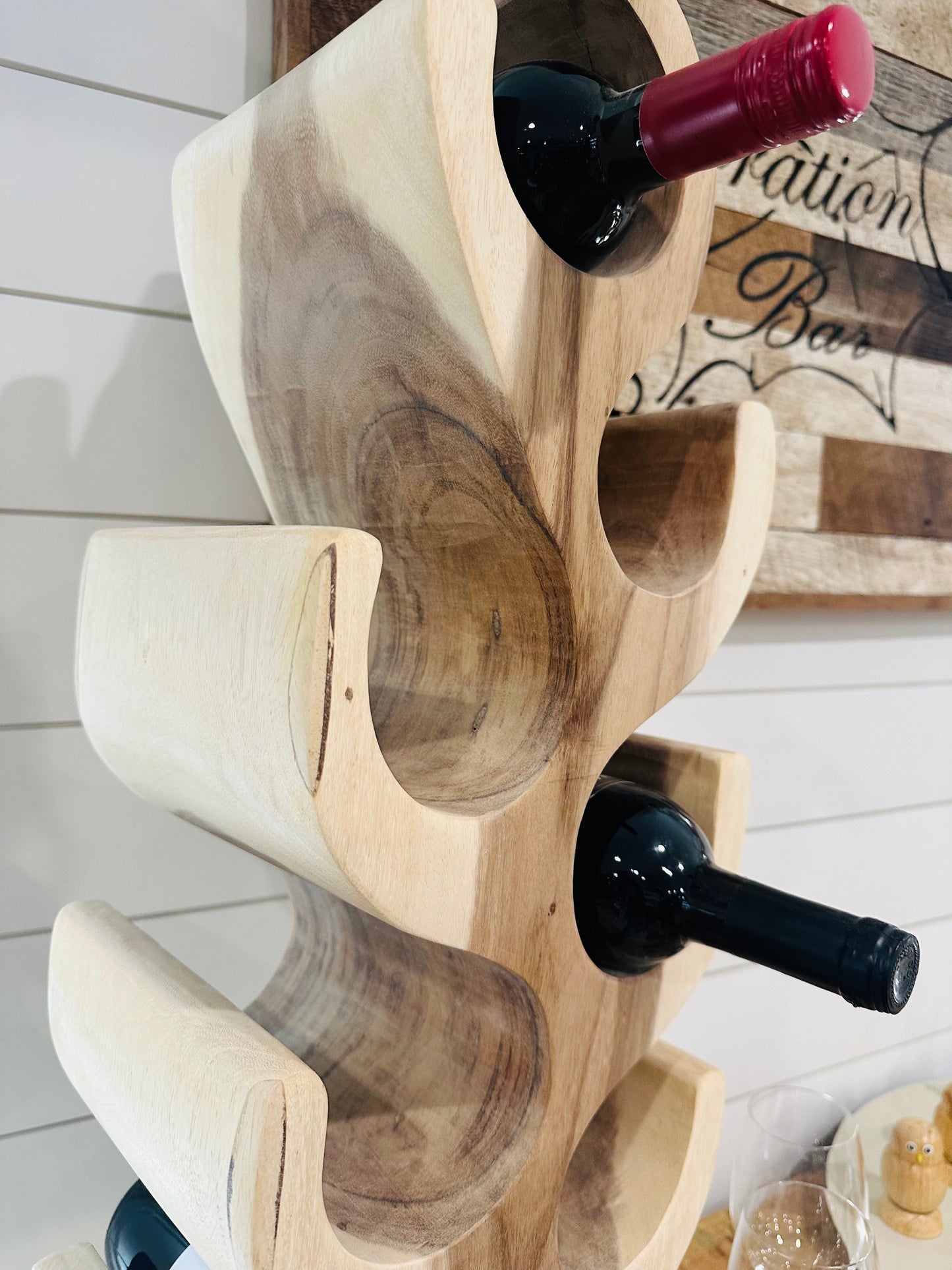 Suar Wood Wine Rack - Restoration Oak