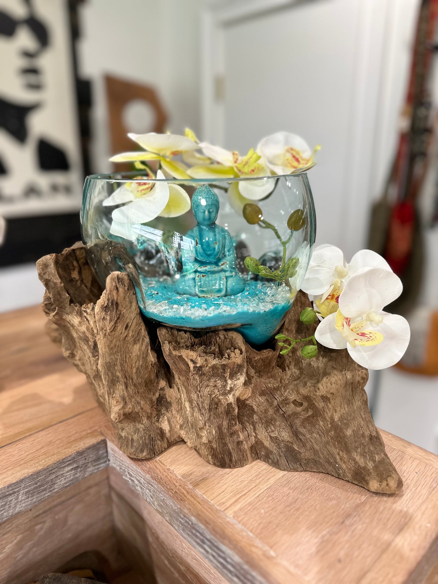 Molten Glass Bowl w Buddha - Restoration Oak