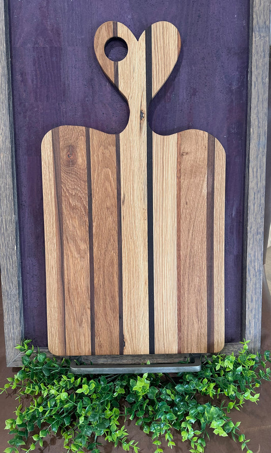 Striped Cutting Boards w Handles - Restoration Oak