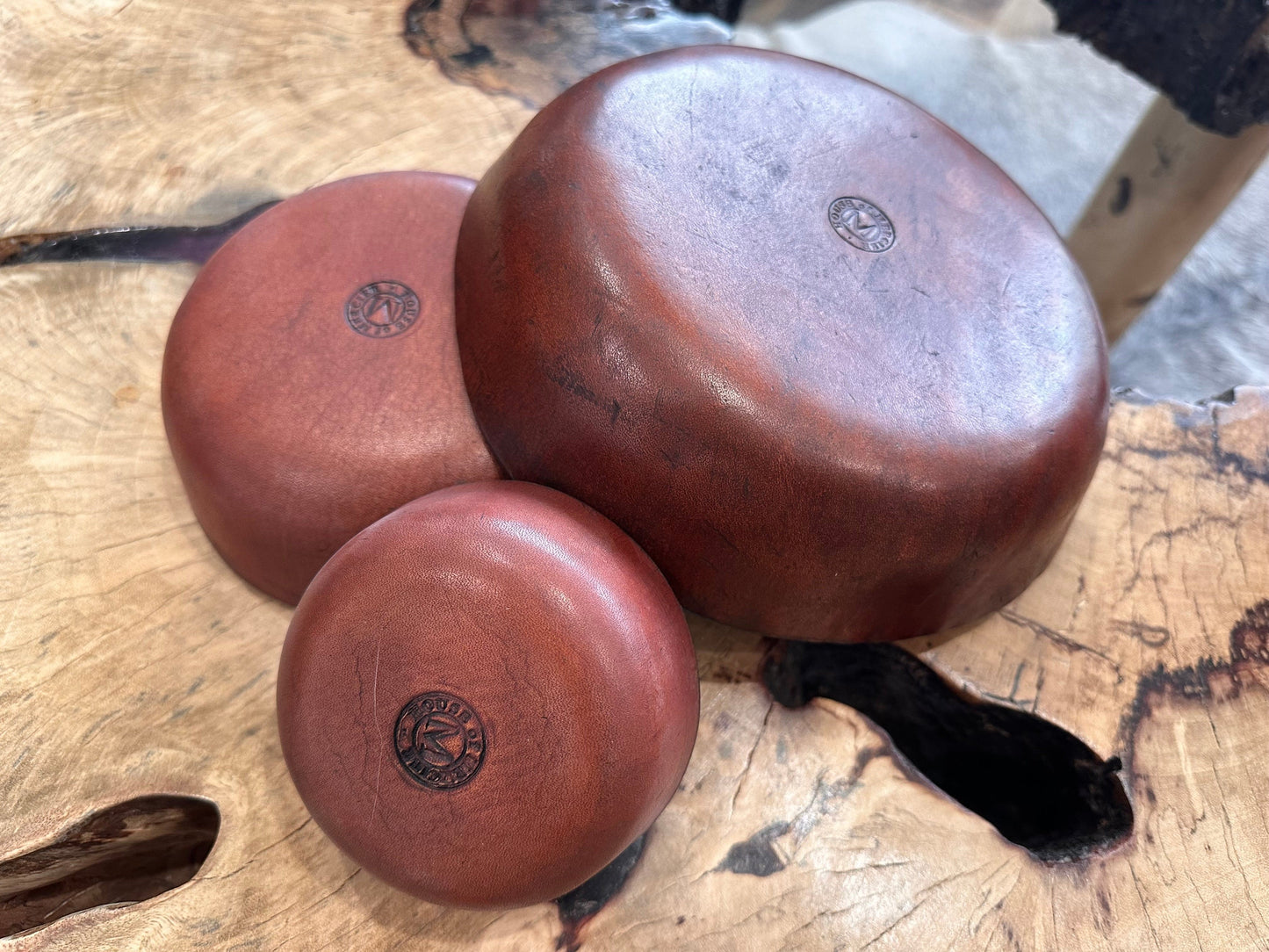 Leather Bowl Set - Restoration Oak