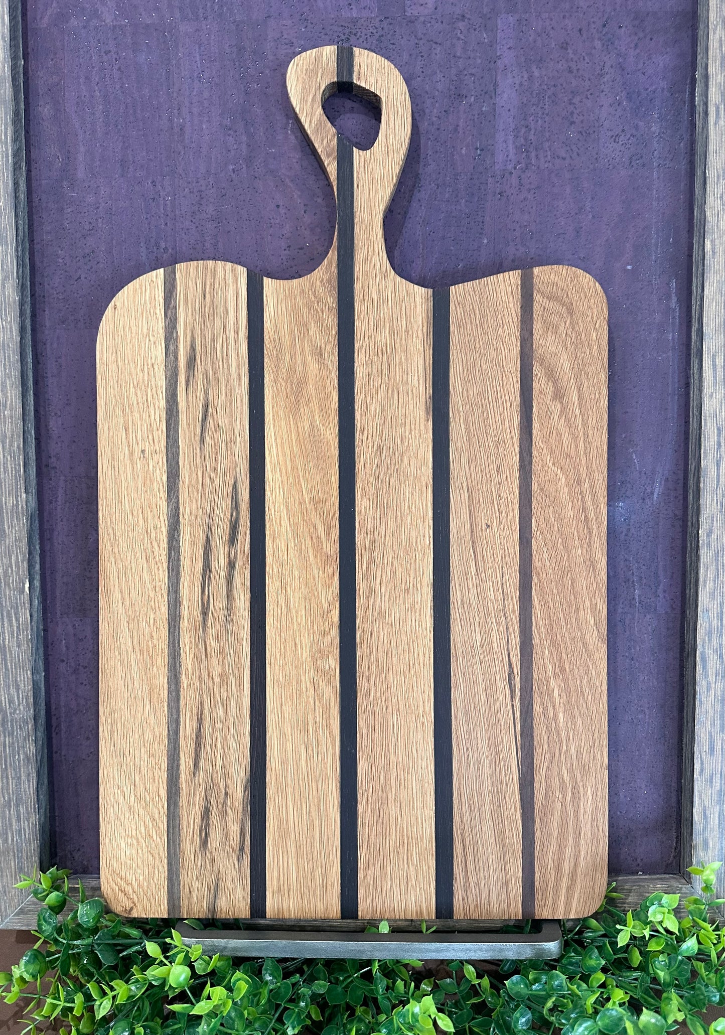 Striped Cutting Boards w Handles - Restoration Oak