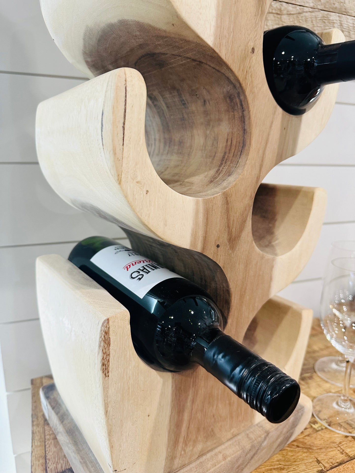 Suar Wood Wine Rack - Restoration Oak