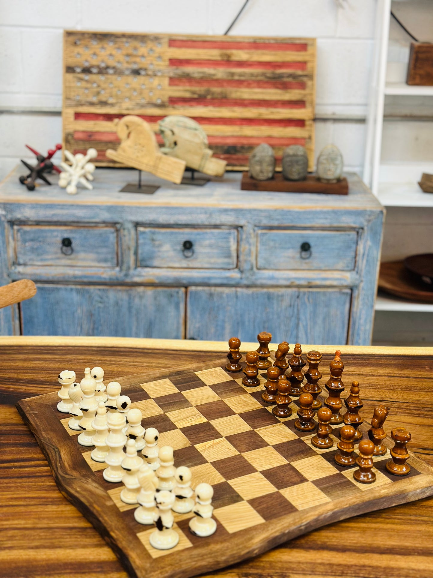 Wood & Tagua Chess Set - Restoration Oak