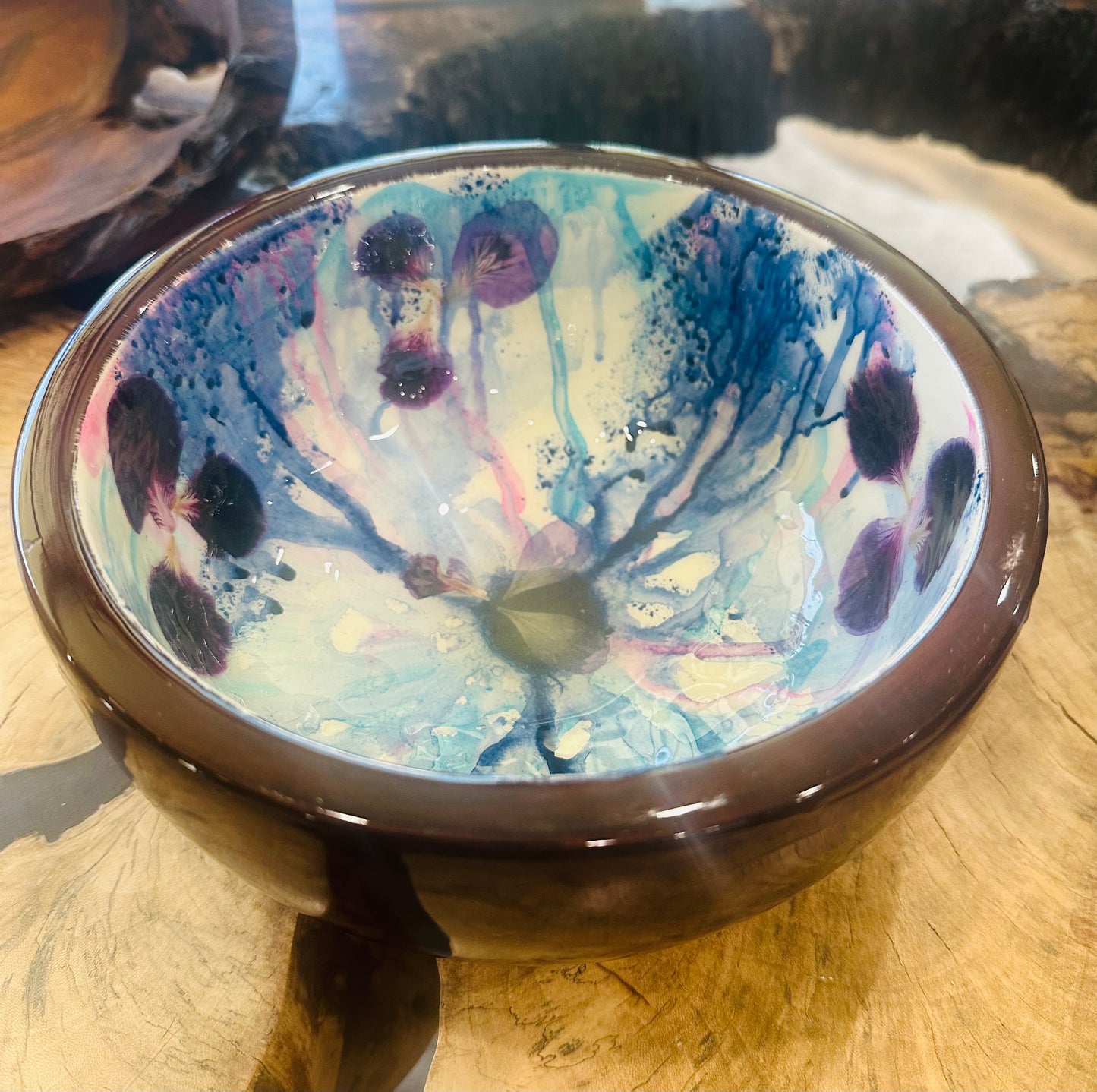 Candy Dish-Pressed Flower - Restoration Oak