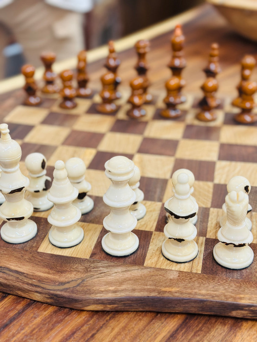 Wood & Tagua Chess Set - Restoration Oak
