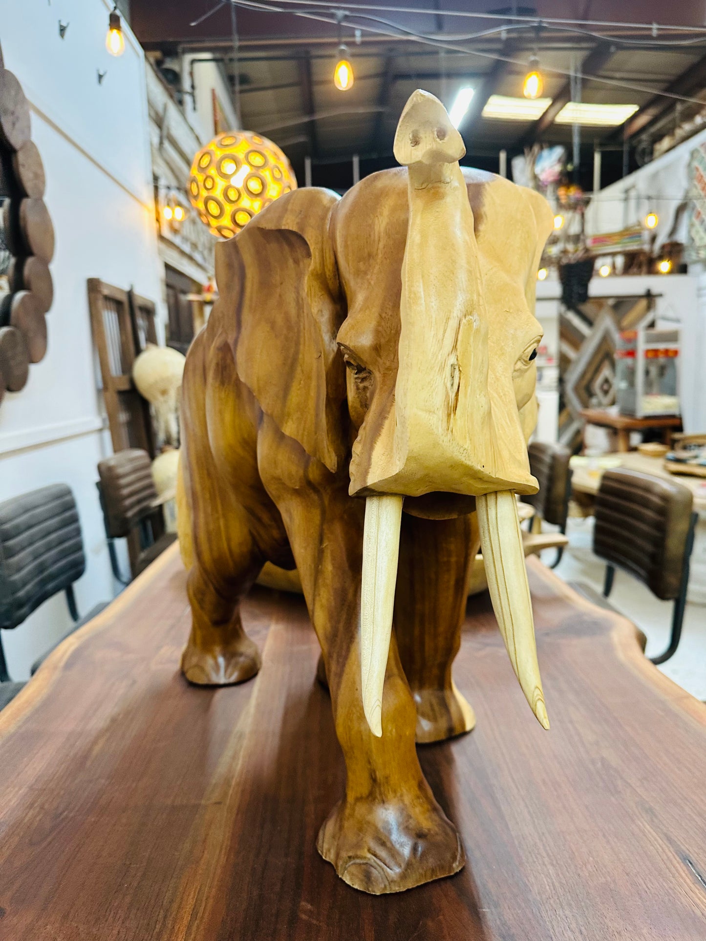 Carved wood elephant - Restoration Oak